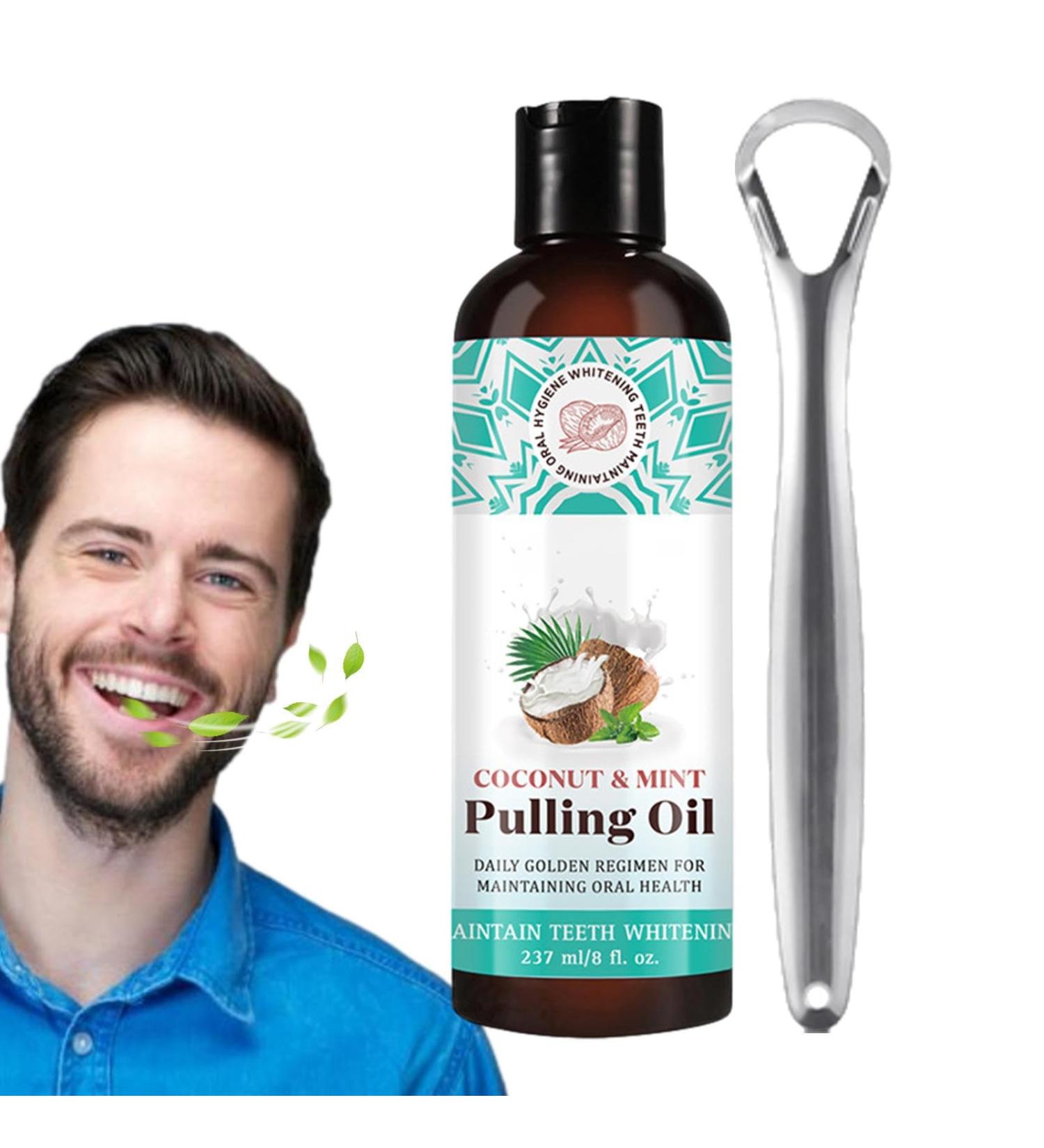 Mundwater | Fresh Breath & Healthy Gums | 237ml Natural Oil-Pulling Mouthwash with Tongue Scraper - Buy Online on GoSupps.com