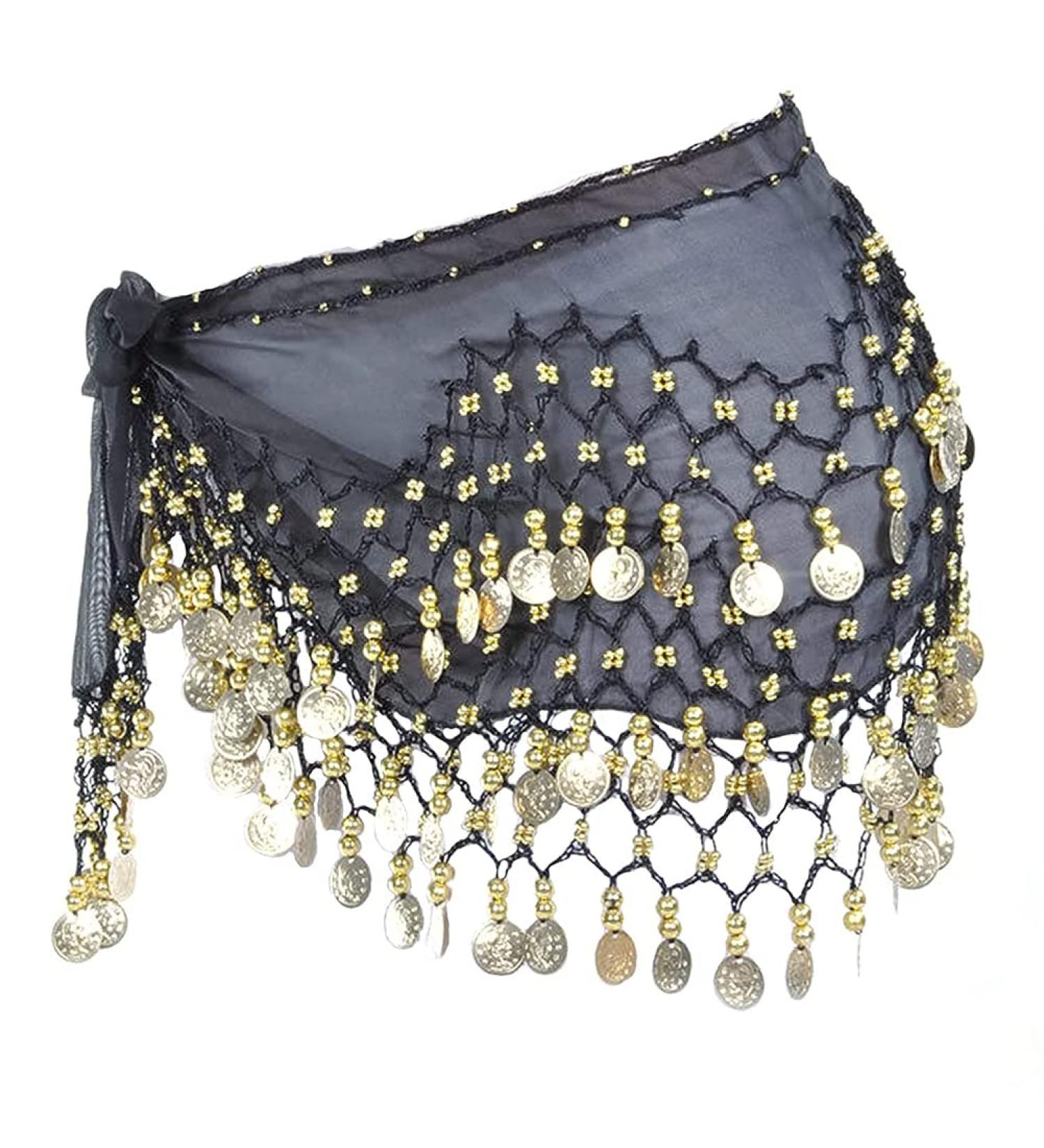 Buy Chiffon Hip Towel & Belly Dance Scarf | Women's Belly Dance Belt & Costume Accessories with Sequins & Coins - Buy Online on GoSupps.com