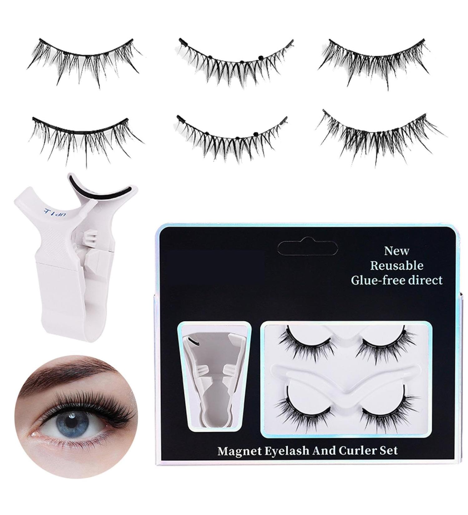 Xijobido Magnetic Lashes with Applicator - No Glue or Eye Liner 2 Pairs Reusable C Curl Magnet Lashes | Long-Lasting False Eyelashes Extension Kit Eye Lash Strips for Natural Voluminous Look - Buy Online on GoSupps.com