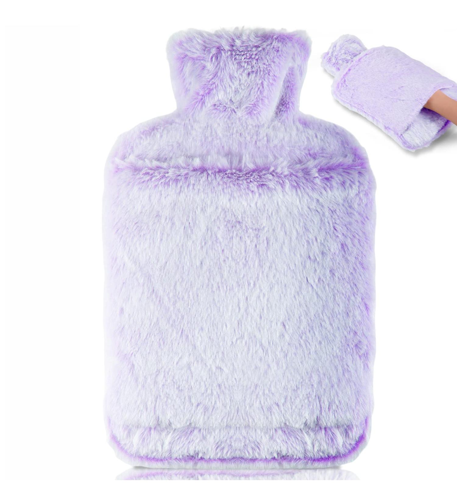 BOLEi 2L Hot Water Bottle with Luxury Faux Fur Cover - Leakproof Neck & Shoulder Pain Relief - Purple - Buy Online on GoSupps.com