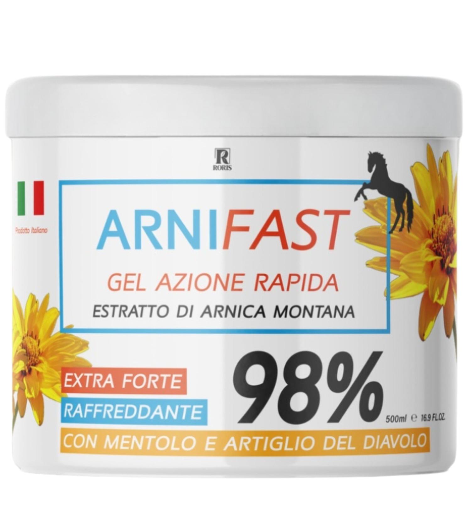 Roris Arnica Arnica pour chevaux usage humain 98 % extra fort v ritable extrait d'arnica action rapide gel 500 ml fabriqu en Italie id al pour les d chirures les tirements et les massages - Buy Online on GoSupps.com