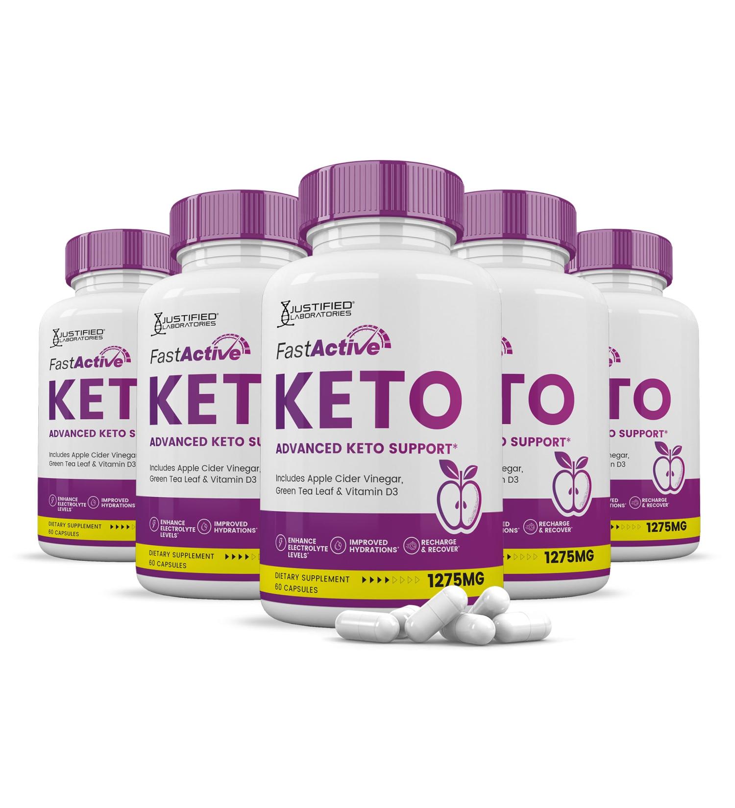 (5 Pack) Fast Active Keto ACV Pills 1275MG Keto Support Blend Alternative to Fastactive Keto ACV Gummies Formulated with Apple Cider Vinegar Extra Virgin Olive Oil Powder Green Tea Leaf 300 Capsules