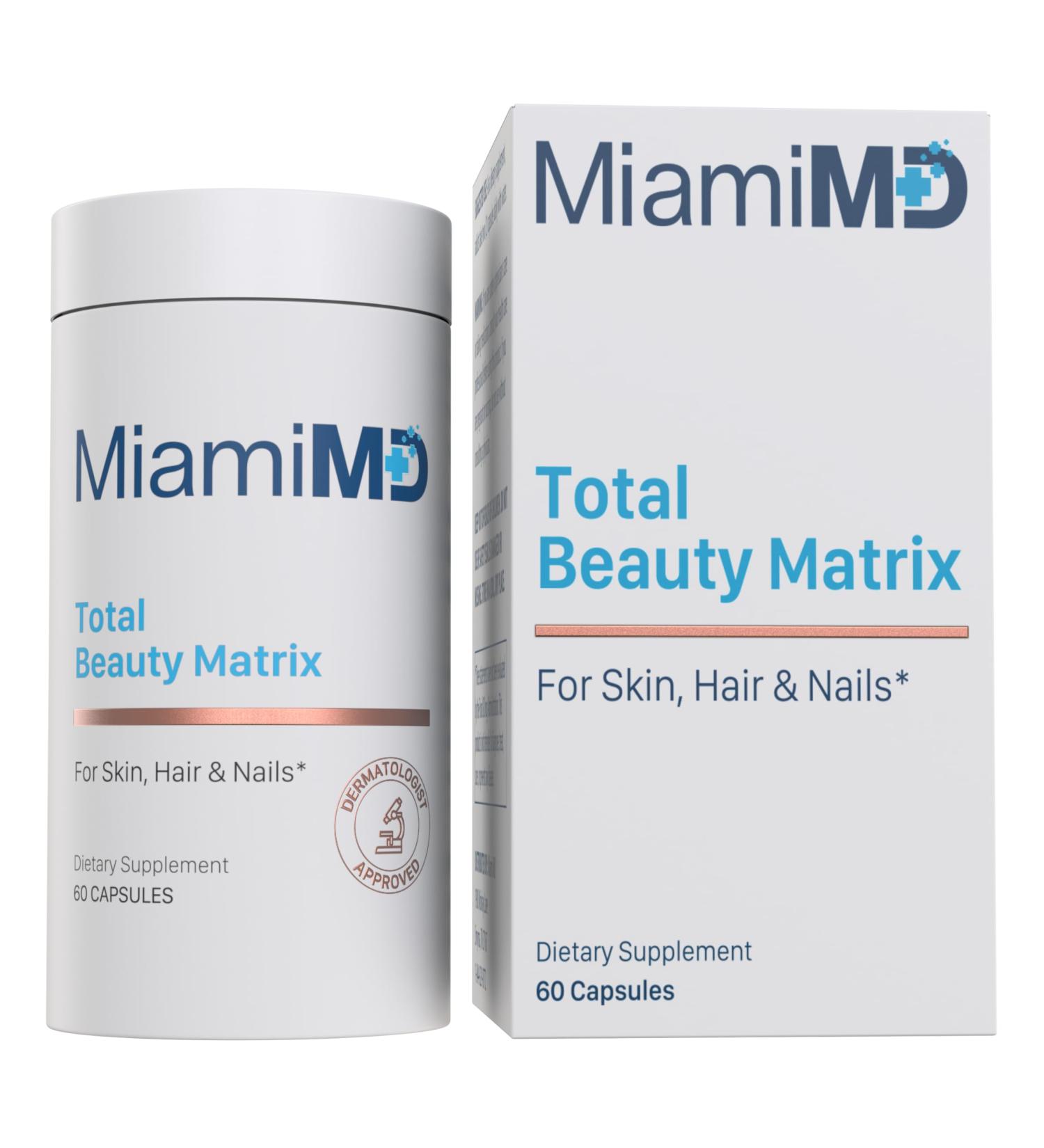 MiamiMD Total Beauty Matrix Collagen Supplements for Women - Collagen Capsules with Vitamin C for Hair Skin and Nails - Cruelty Free - 60 Capsules 60 Count (Pack of 1) - Buy Online on GoSupps.com