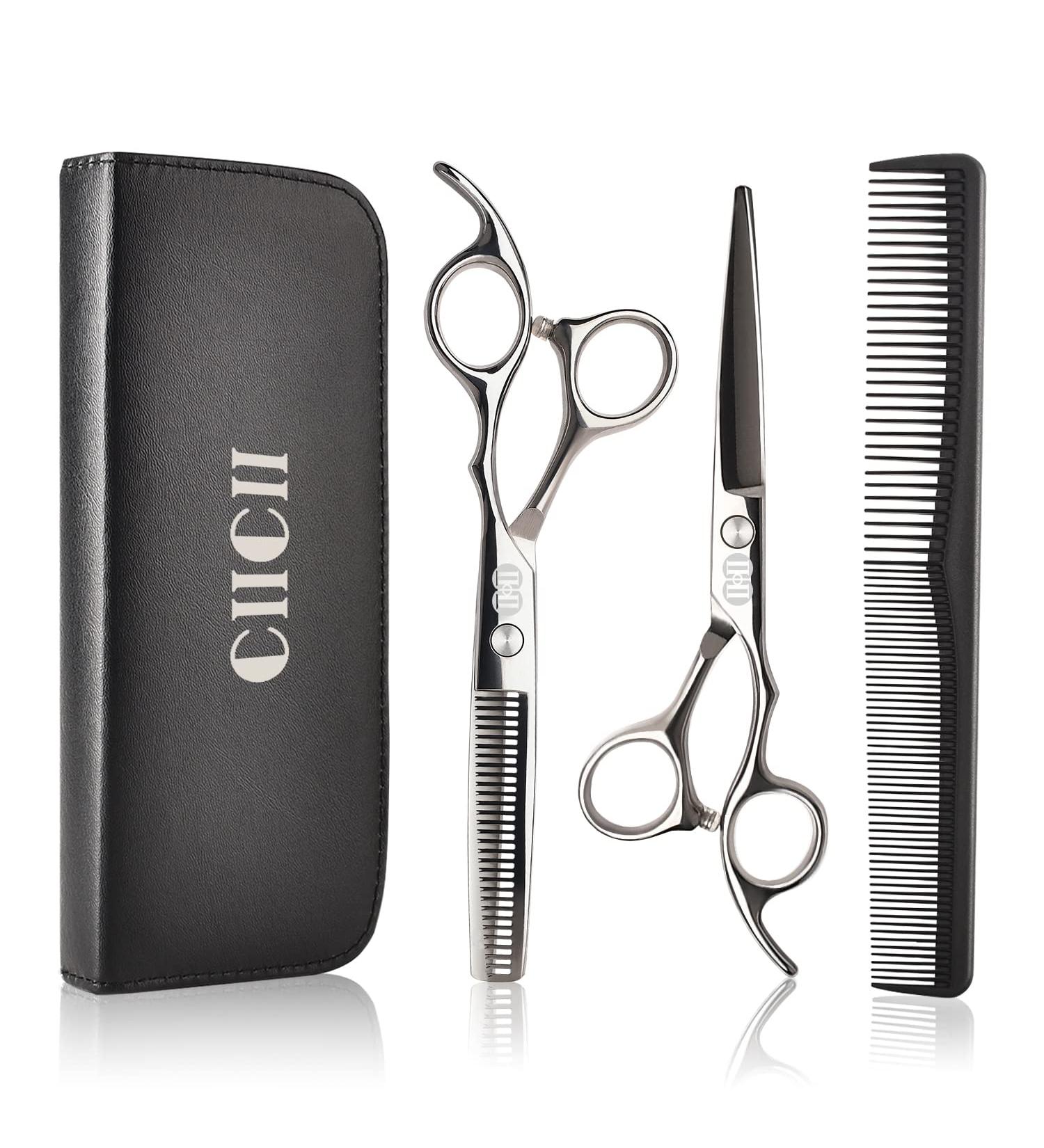 Ciicii Professional Hair Cutting Scissors Set - Premium Hairdressing Scissors for Men Women Pets | Silver Salon Scissors for Family Hairdressers - Buy Online on GoSupps.com