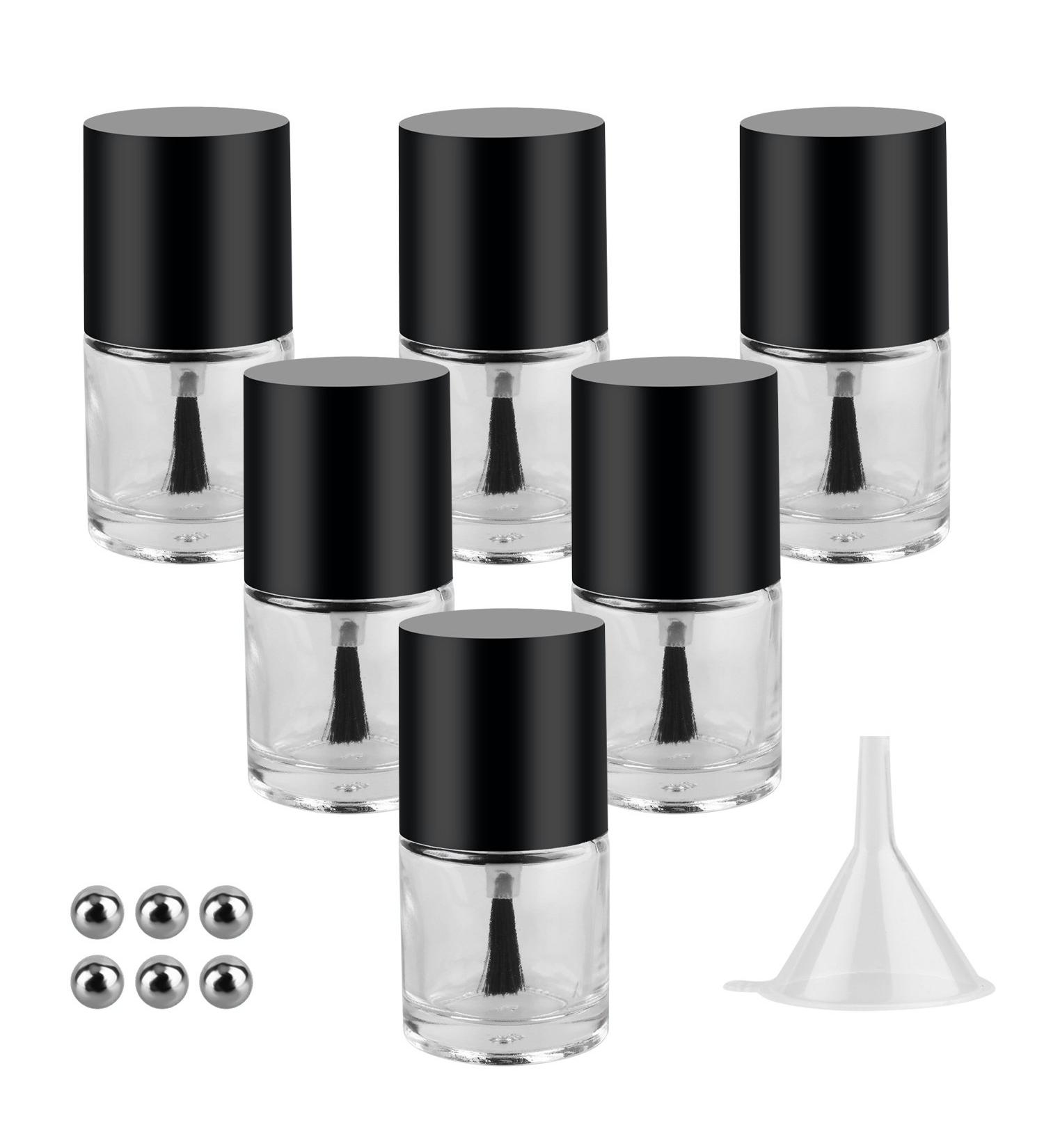 6PCS 10ML Empty Nail Polish Glass Bottles with Brush Cap, Funnel & Mixing Balls - Buy Online on GoSupps.com