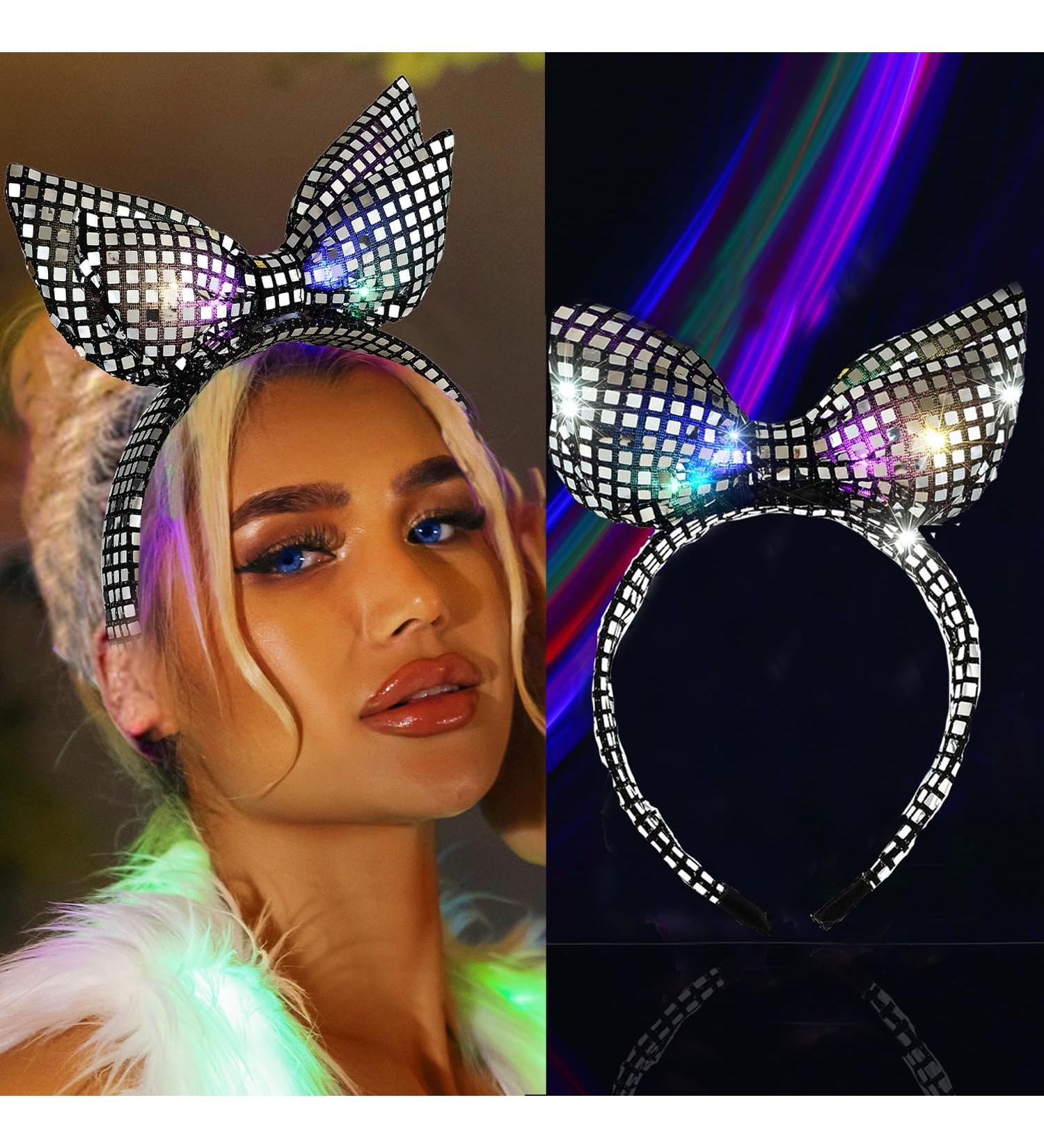 Fashband Light Up Headbands LED Bow Sequin Headband Sparkly Hair Hoop Party Festival Carnival Hair Accessories for Women - Buy Online on GoSupps.com