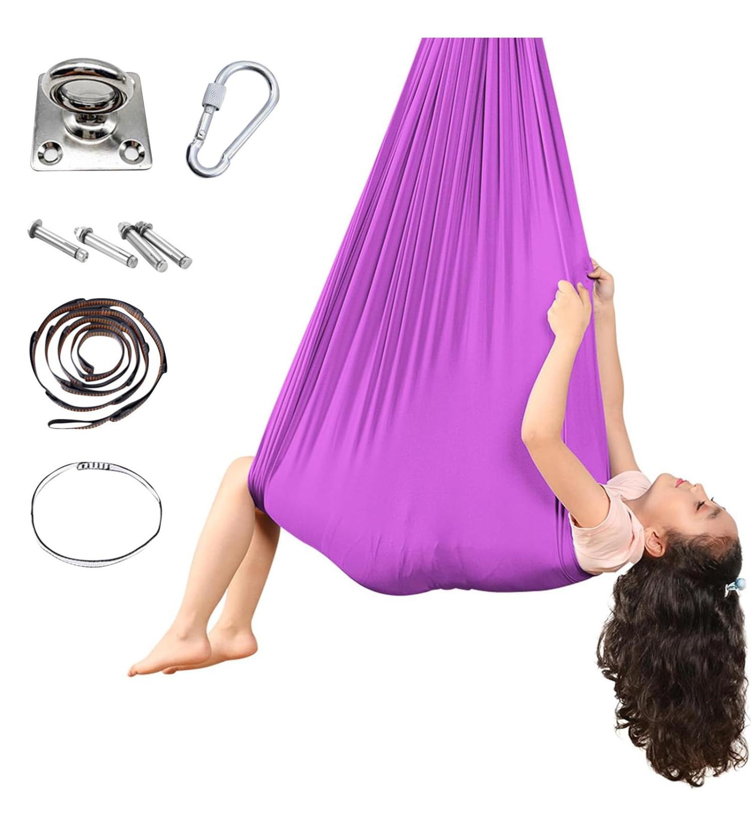 Buy Stretchy Sensory Full-Body Socks & Yoga Towel for Autism | Stress Reduction Accessories in Purple - International Shipping - Buy Online on GoSupps.com