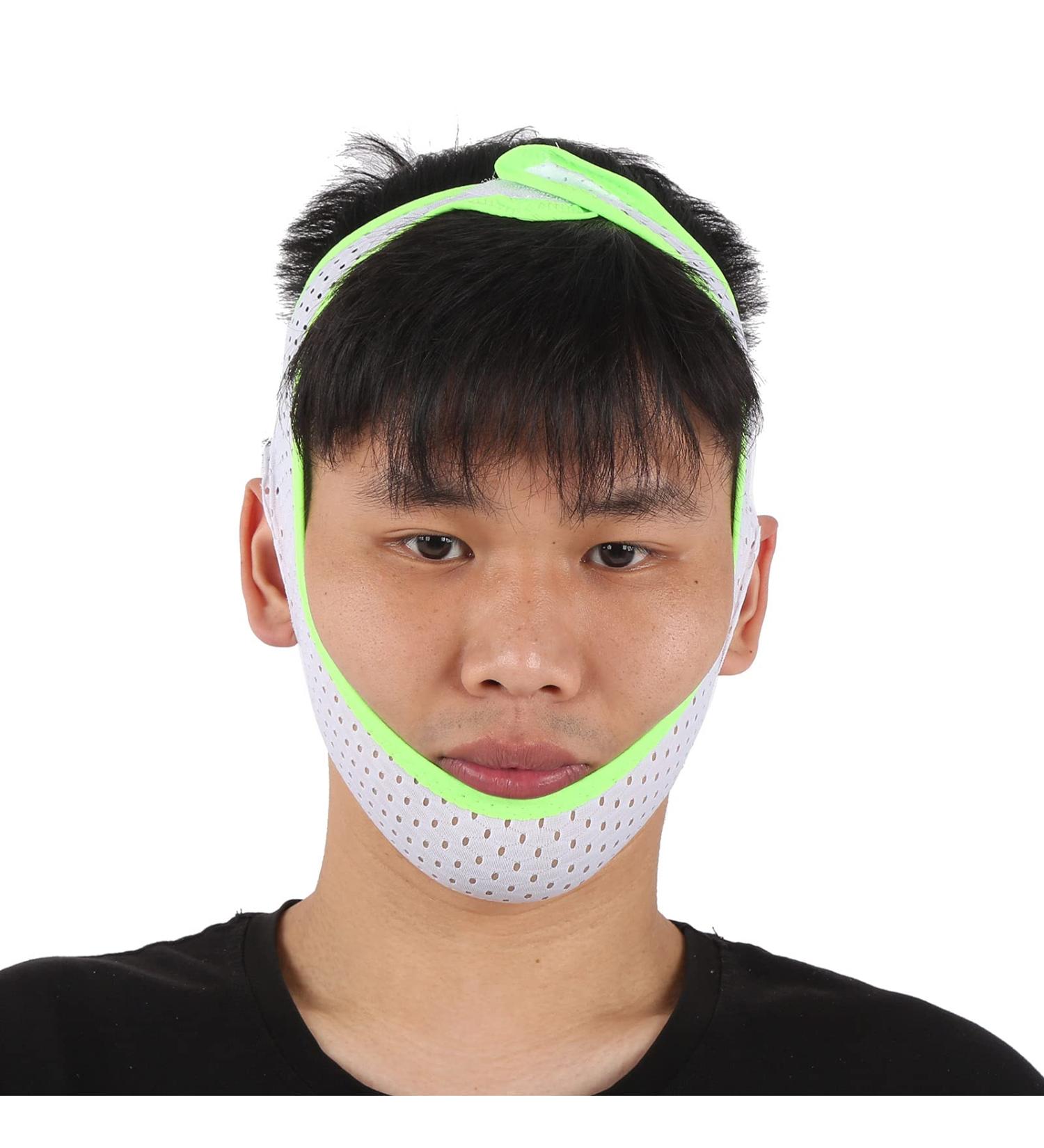 Breathable Anti-Snoring Chin Strap for Summer Sleep - Fluorescent Green Edging - Buy Online on GoSupps.com