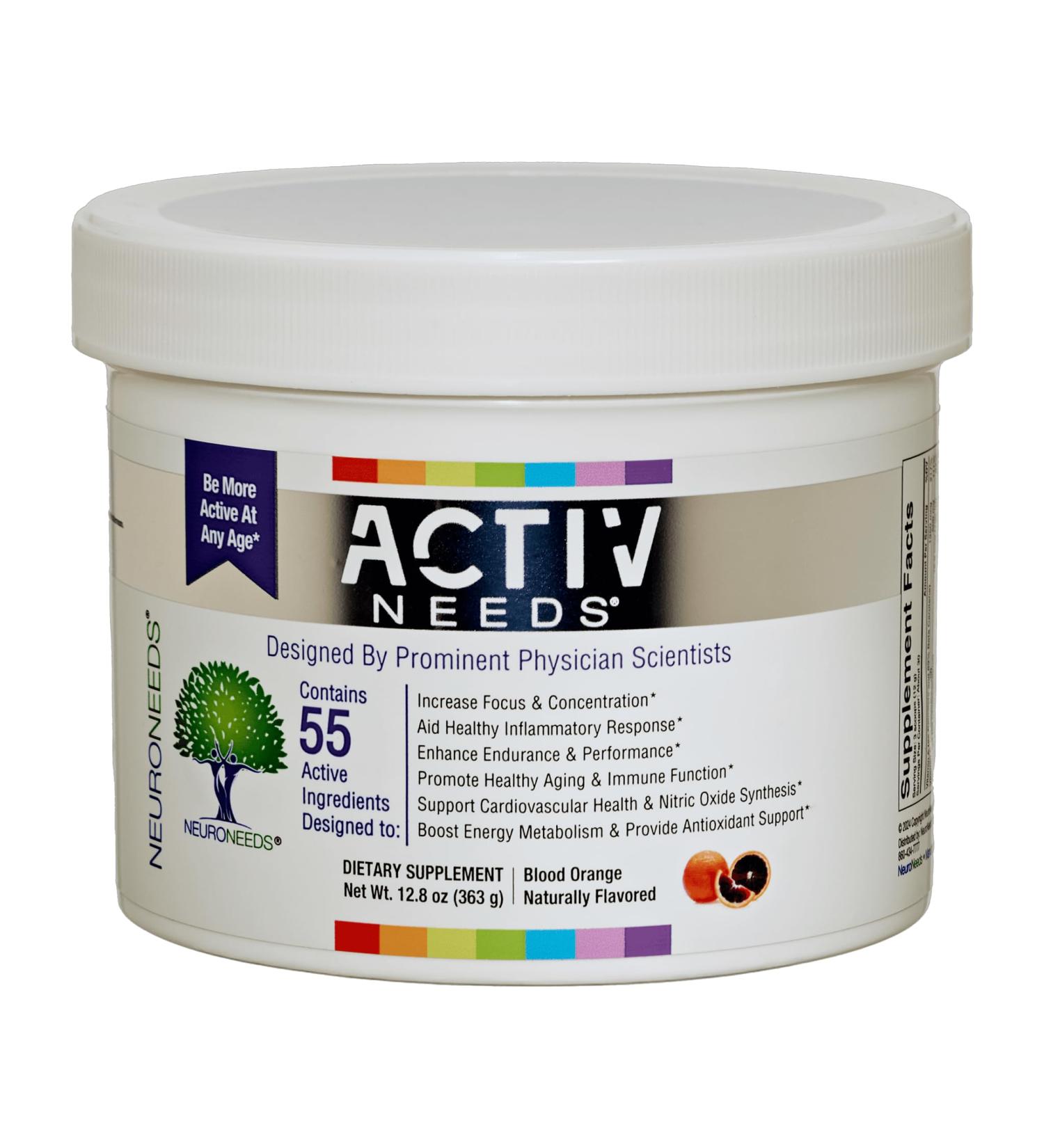 ActivNeeds 55 Ingredient All Natural Mitochondrial Energy & Endurance Powder Nootropic Blend for Focus Recovery & Heart Health Vegan Non GMO Gluten Free Blood Orange Flavor (30 Day Supply) - Buy Online on GoSupps.com