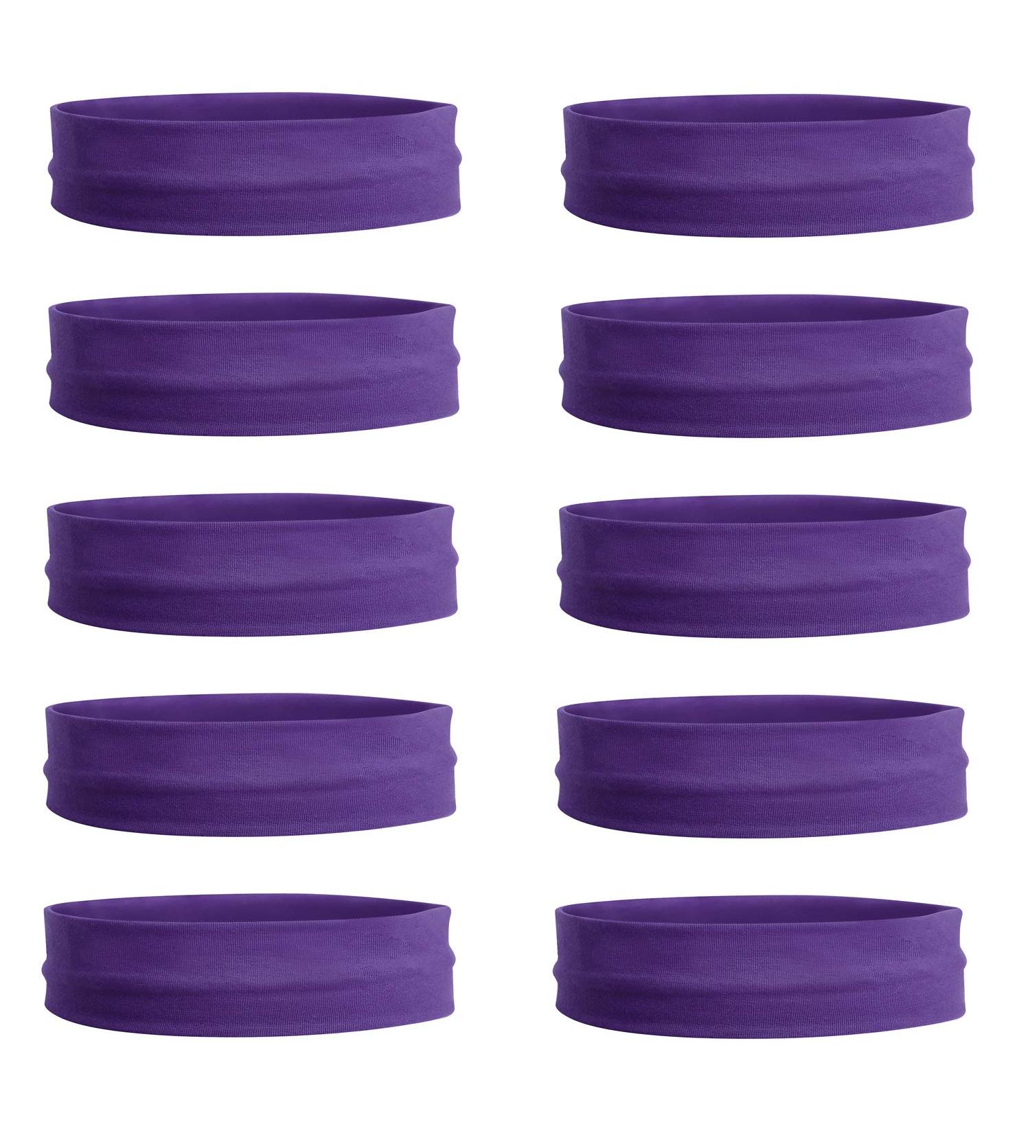 Teemico 10 Pack 3 Cotton Headbands - Stretch Elastic Yoga Sweatbands for Teens & Women - Soft, Stretchy & Fashionable (Purple) - Buy Online on GoSupps.com