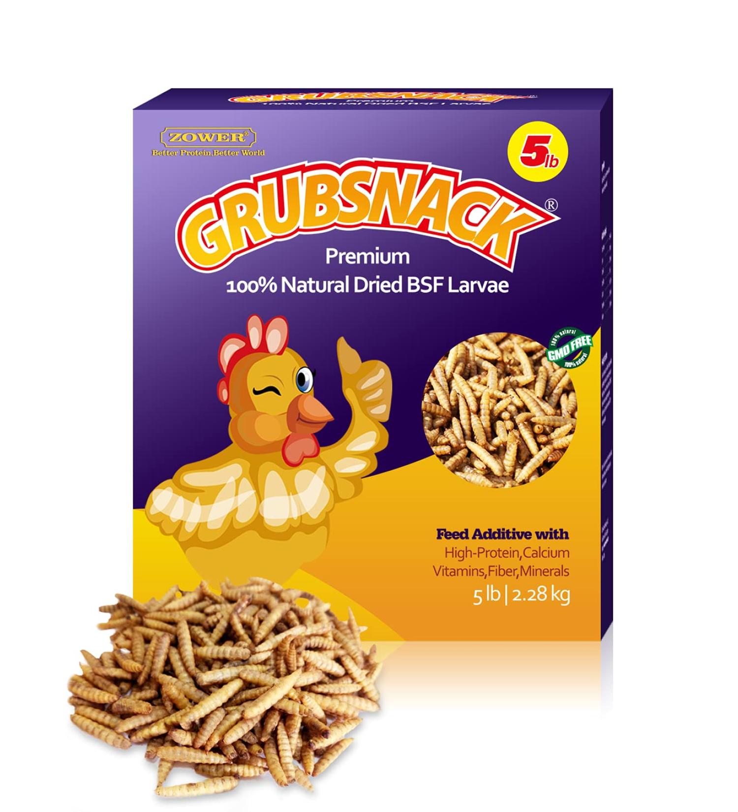 Zower 5 lbs Natural Mealworms - High Protein Scratch Treats with 85X More Calcium for Chickens, Birds, Amphibians & Reptiles - Buy Online on GoSupps.com