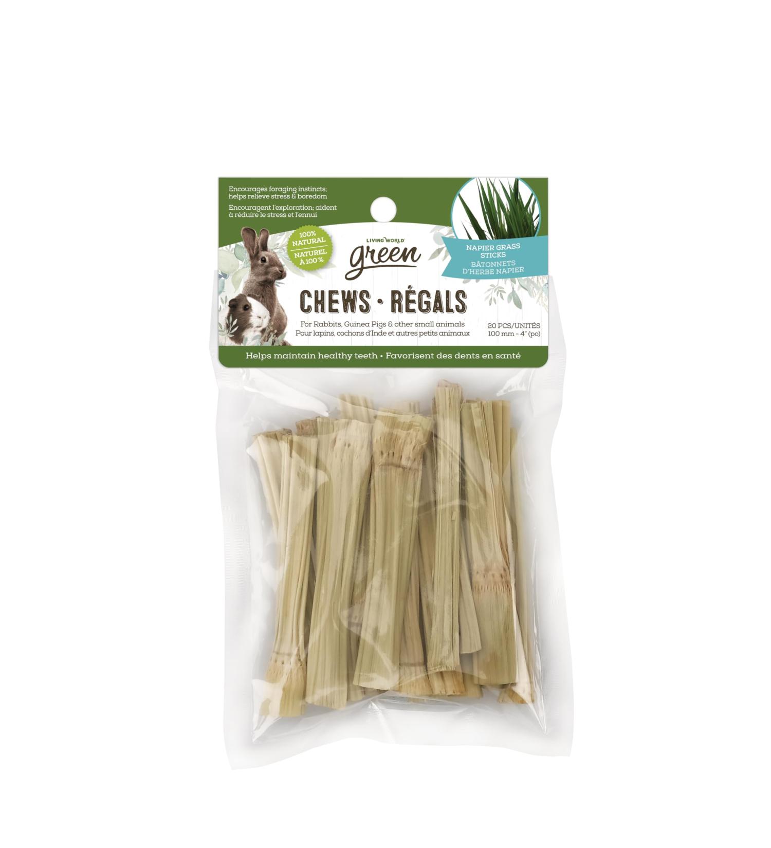 Living World Green Small Animal Chews Napier Grass Sticks - 20 Count (Pack of 1) - Buy Online on GoSupps.com