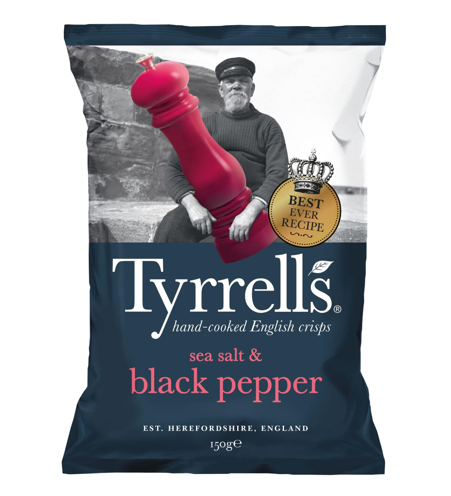 Tyrrells Tyrrell's Sea Salt and Cracked Black Pepper 150g