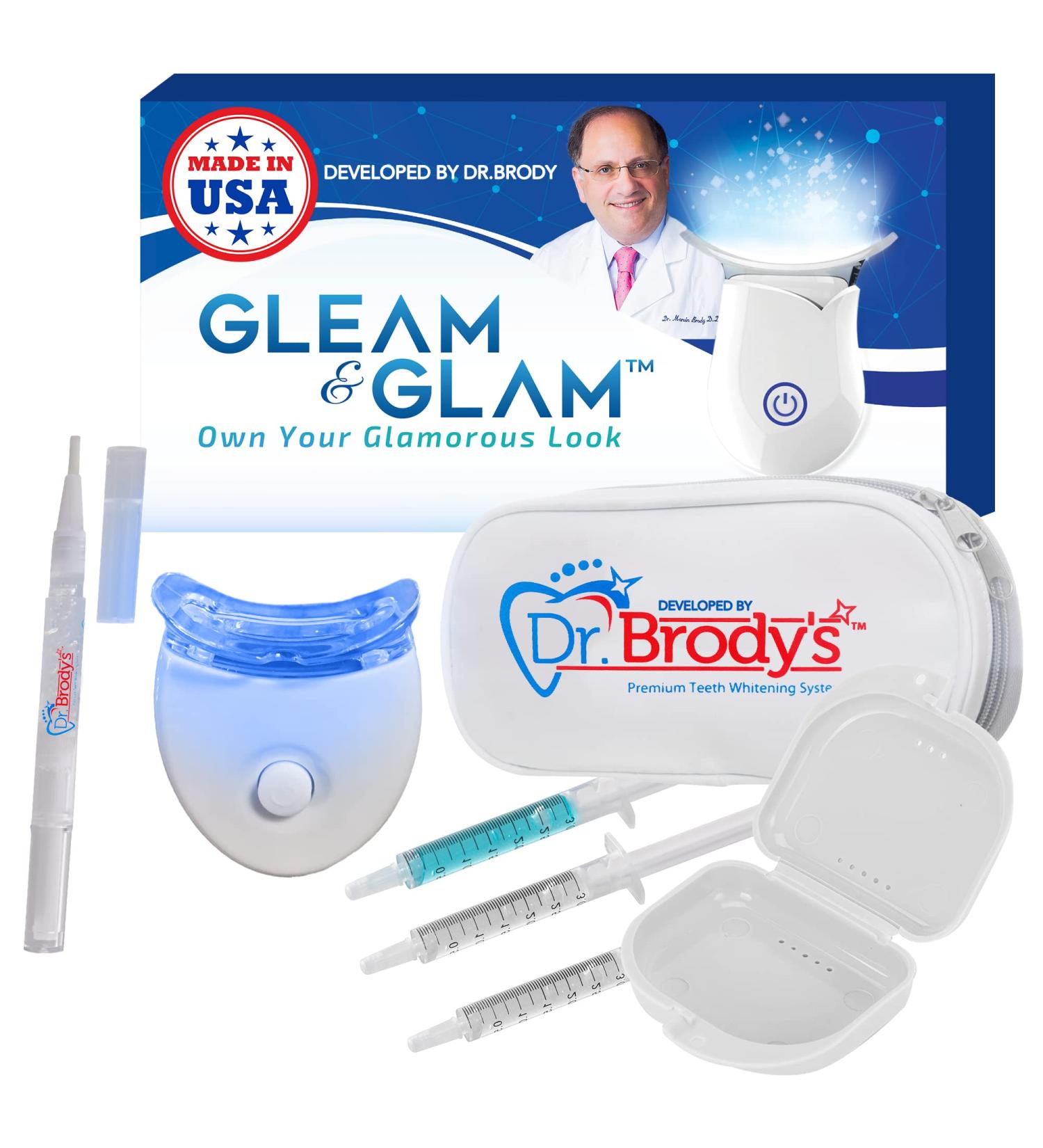 Gleam&Glam Teeth Whitening Kit with LED Light, 36% Carbamide Peroxide Gel, Trays, Case, Travel Pouch & Whitening Pen - Professional Tooth Whitener - Buy Online on GoSupps.com