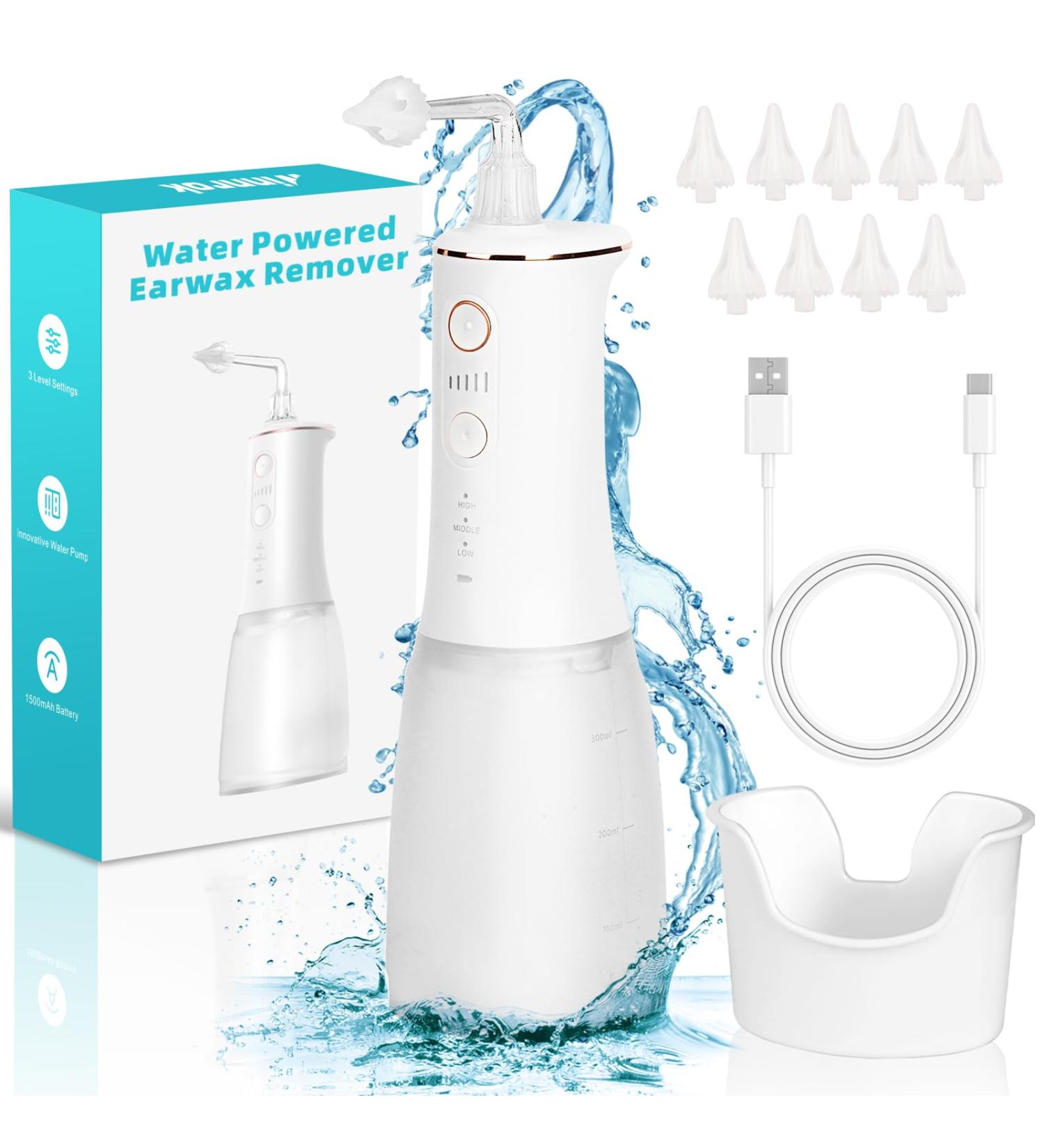 Water-Powered Ear Wax Removal Kit | 9 Reusable Tips, Triple Jet Stream, 3 Pressure Settings | Safe & Effective | IP7 Water Resistant | USB Rechargeable - Buy Online on GoSupps.com