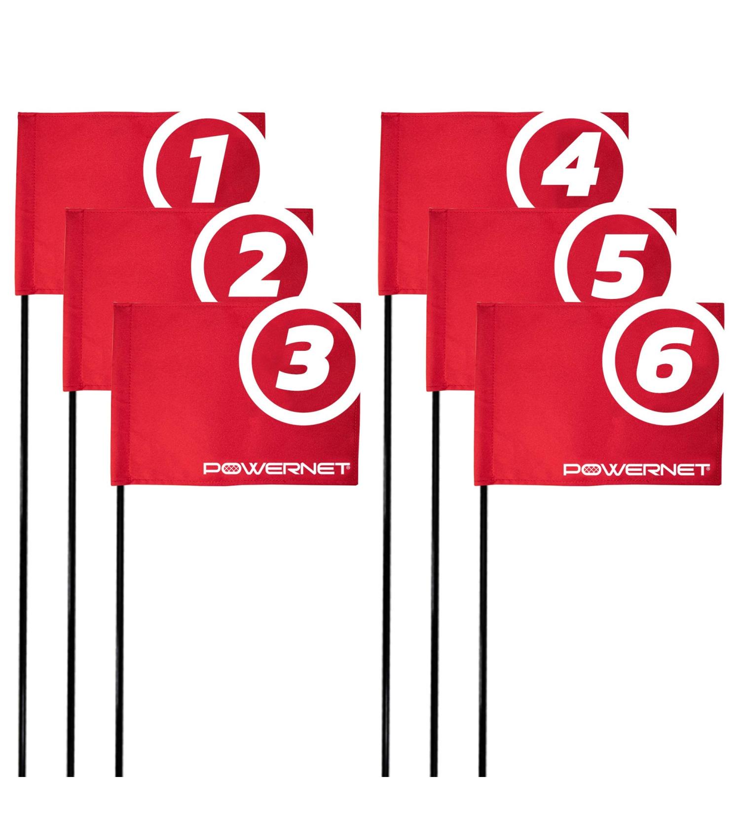 PowerNet 6 Pack Sports Flags - Red Foldable Flagstick for Golf, Soccer, Football & More | Built-in Ground Stake | Easy Setup & Portable - Buy Online on GoSupps.com