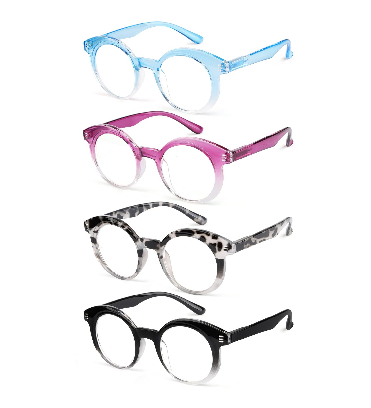 Eyekepper 4-Pack Round Reading Glasses for Women - Small Lens +1.25 - Stylish & Versatile Mix Color Readers - Buy Online on GoSupps.com