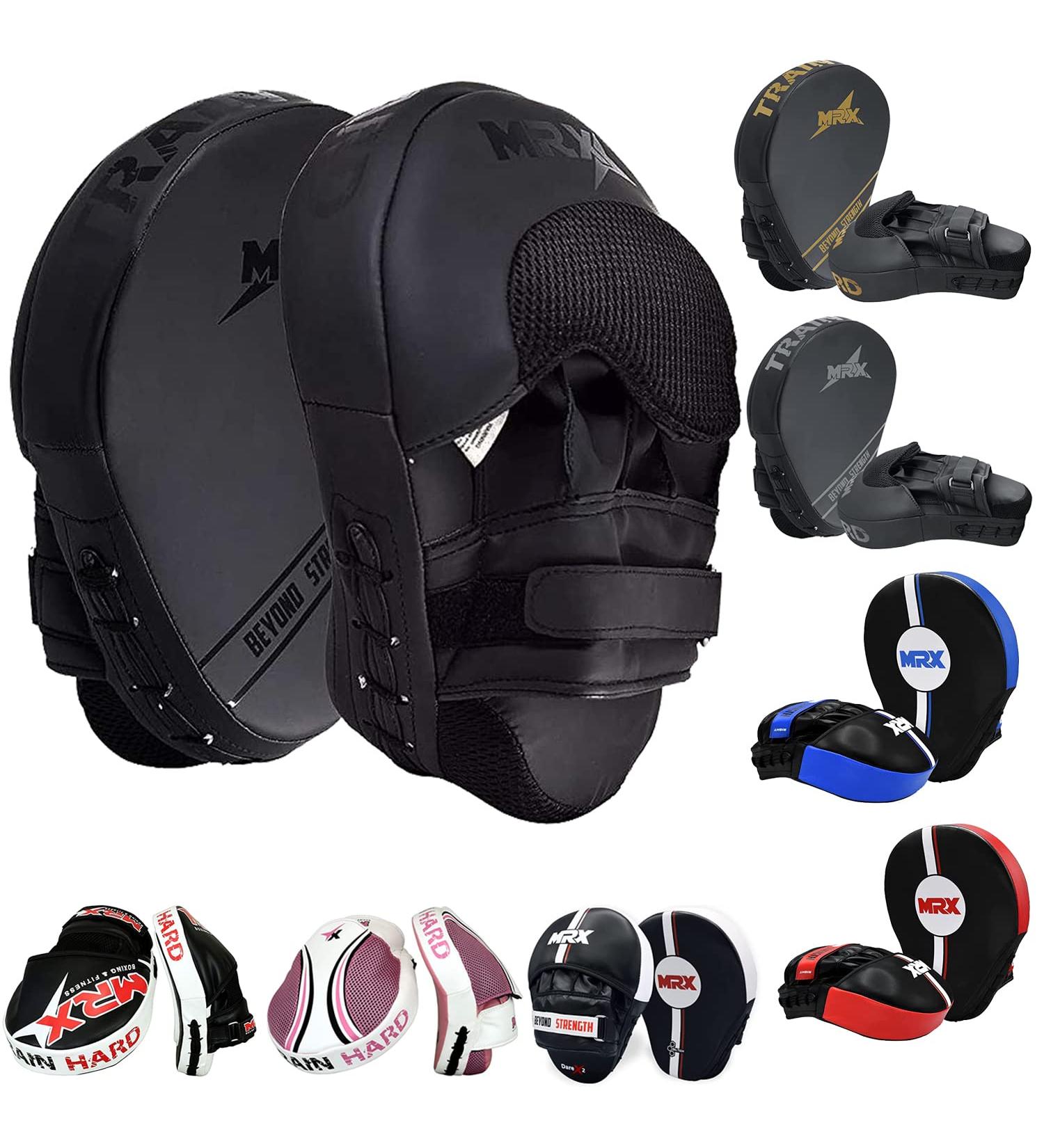 MRX Gel Tech Boxing Hook & Jab Pads MMA Focus Punching Mitts - Black/White (Pair) - Buy Online on GoSupps.com