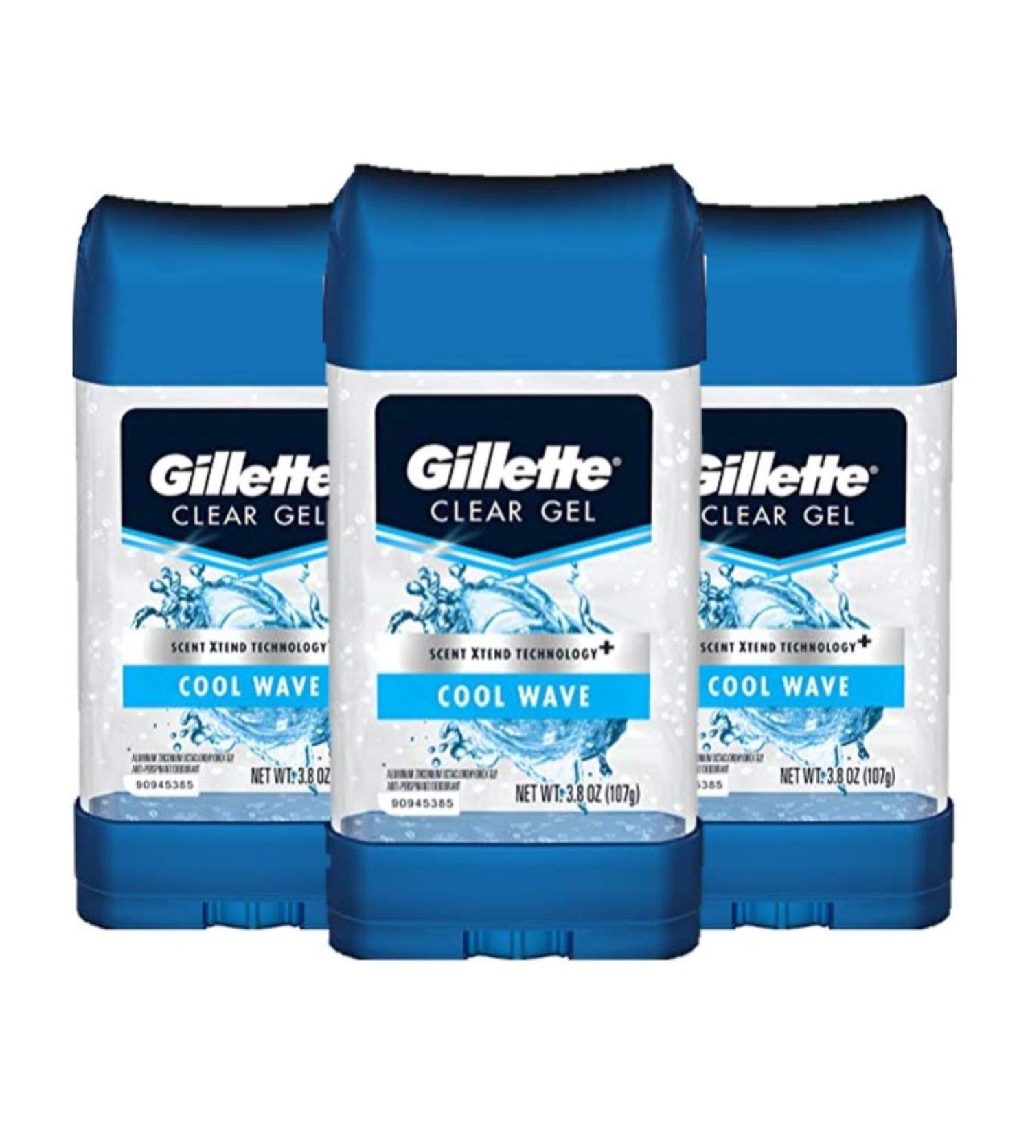 Gillette Men's Antiperspirant Deodorant Cool Wave Scent Clear Gel 3.8 Oz (Pack of 3) - Buy Online on GoSupps.com