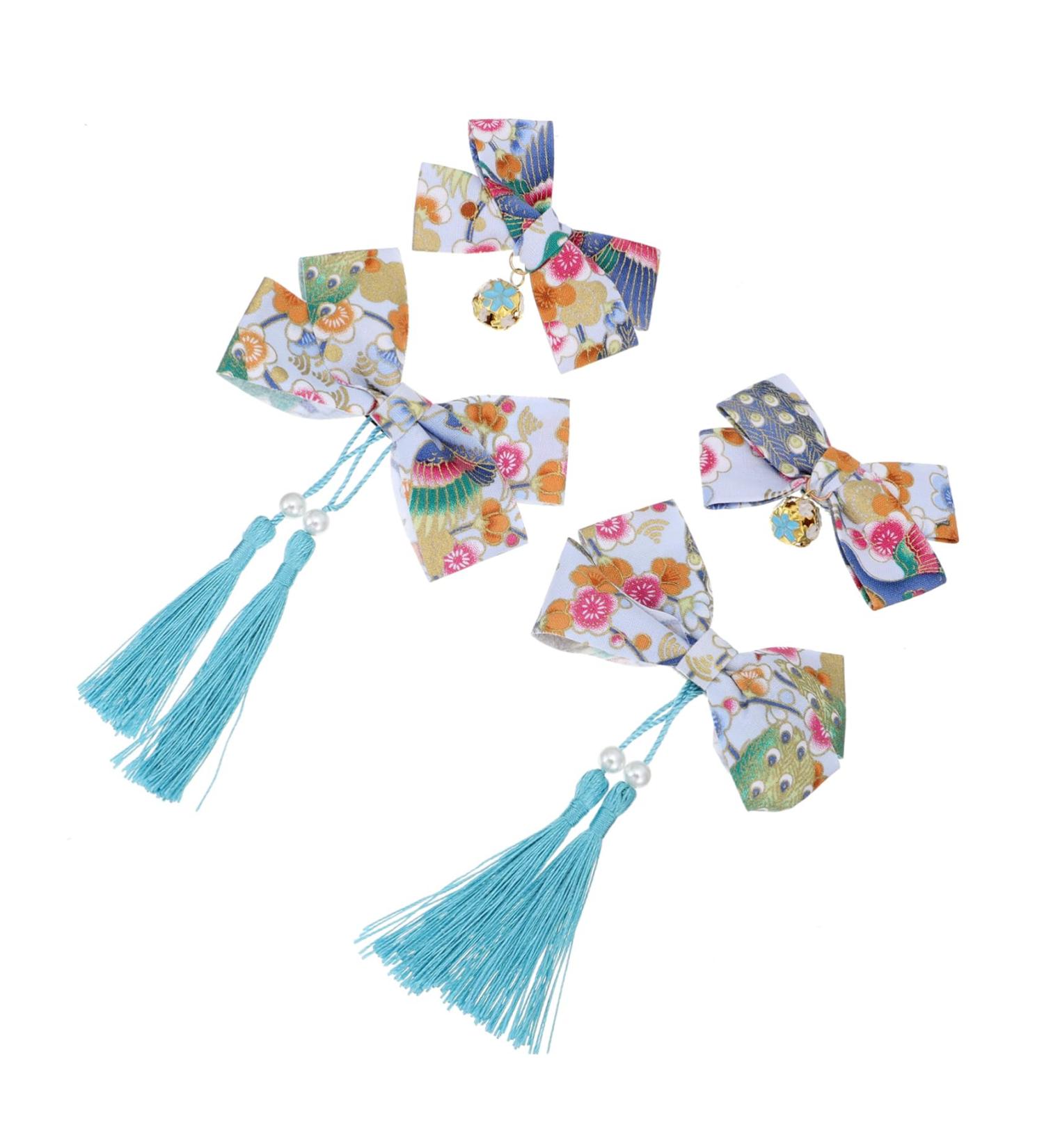 FRCOLOR 2 Pairs hairpin bow hair accessories tassel hair accessories hair catch barrette traditional tassel barrettes pearl bow clips for women child polyester ponytail Princess - Buy Online on GoSupps.com