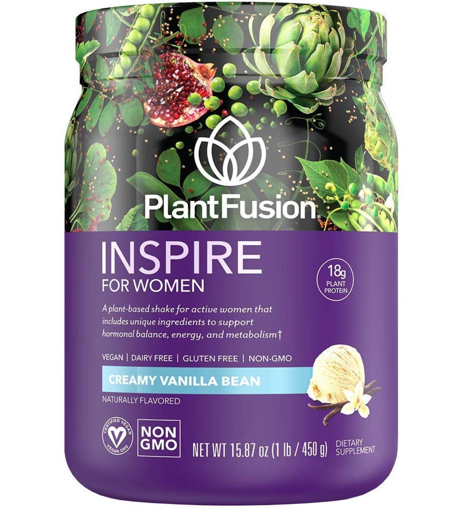 PlantFusion Inspire for Women - Creamy Vanilla Bean Protein Powder 15.87 oz (450 g) - Buy Online on GoSupps.com
