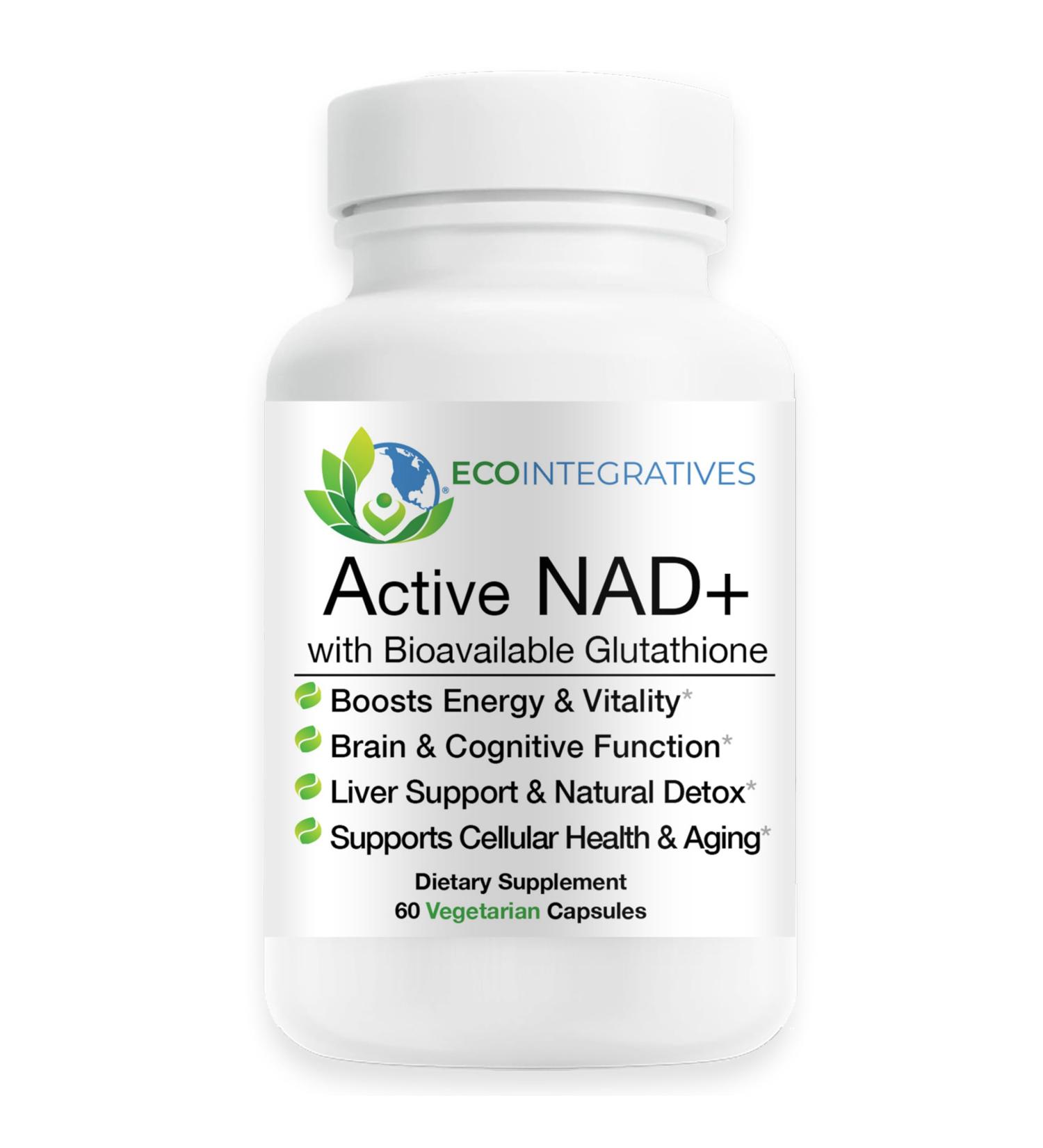 EcoIntegratives Active NAD+ with Bioavailable Glutathione Energy Brain & Cellular Support Supplement RiaGev NAD+ Booster + Provail Glutathione 60 Vegetarian Capsules - Buy Online on GoSupps.com