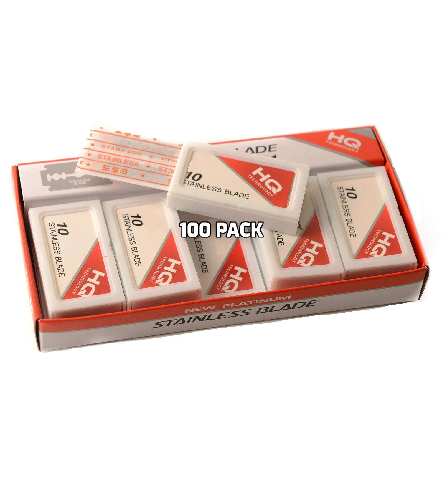 Buy 100 PACK Double Edge Stainless Steel Razor Blades - Men's Safety Razor Blades for a Precise Smooth Shave - Ideal for Barbershops - International Shipping Available - Buy Online on GoSupps.com