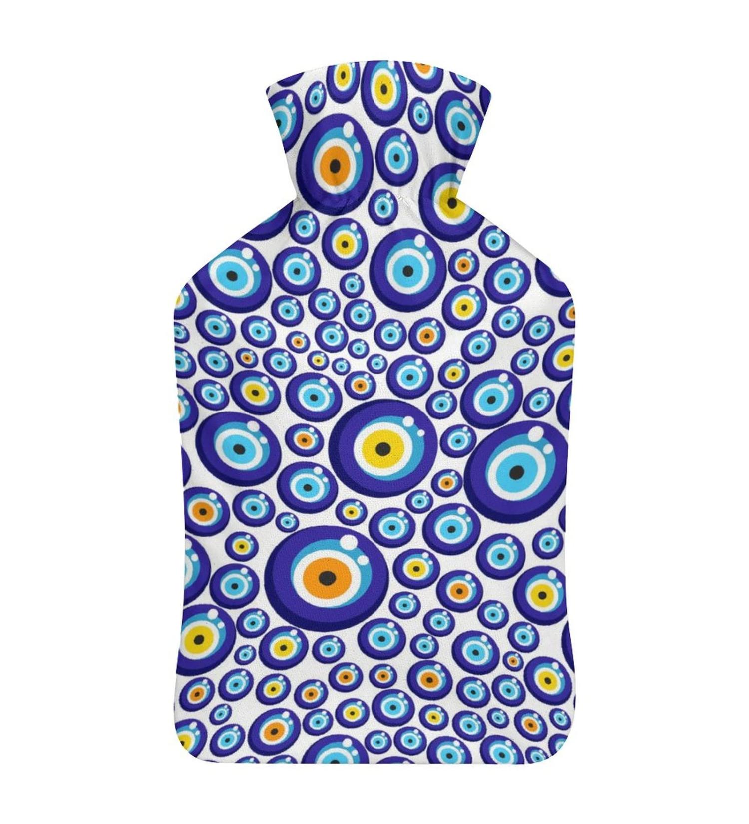 Blue Eyes Hot Water Bottle with Plush Cover - Cozy Bed Bottle & Hand Warmer for Adults & Kids | 26.5x15.3cm - Buy Online on GoSupps.com