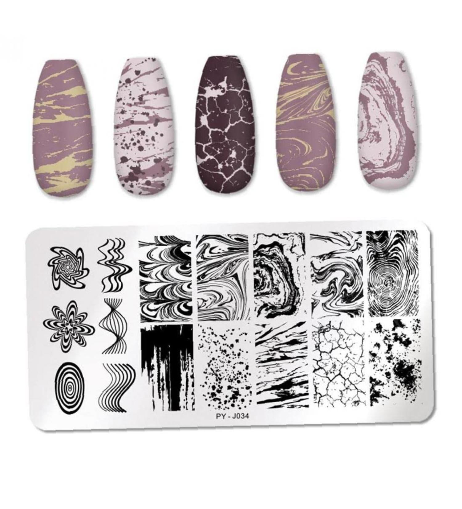 Onsinic Marble Pattern Nail Stamping Plates Stainless Steel Nail Art Design Templates for Creative Nail Designs | International Shipping Available - Buy Online on GoSupps.com