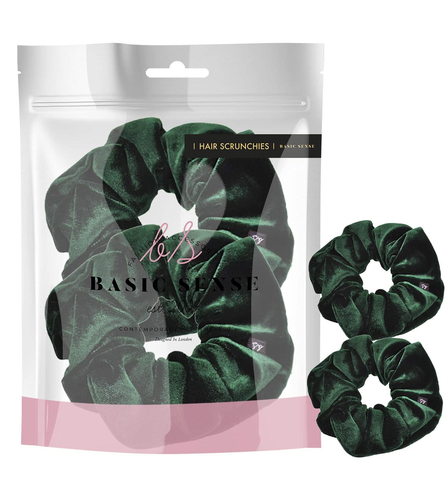2 PCS Premium Large Dark Green Velvet Hair Scrunchies for Women, Girls, and Kids - Buy Online on GoSupps.com