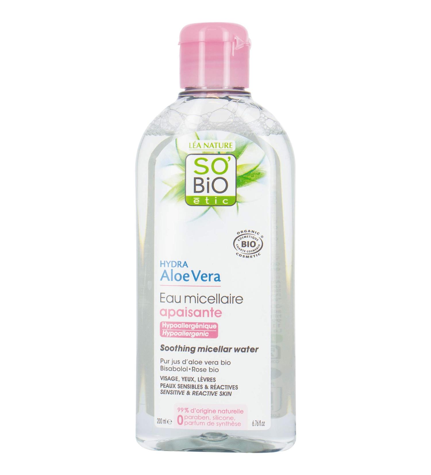 SO'BiO tic Cosmebio Hydra Aloe Vera Hypoallergenic Sensitive and Reactive Skin Soothing Micellar Water 200 ml - Buy Online on GoSupps.com