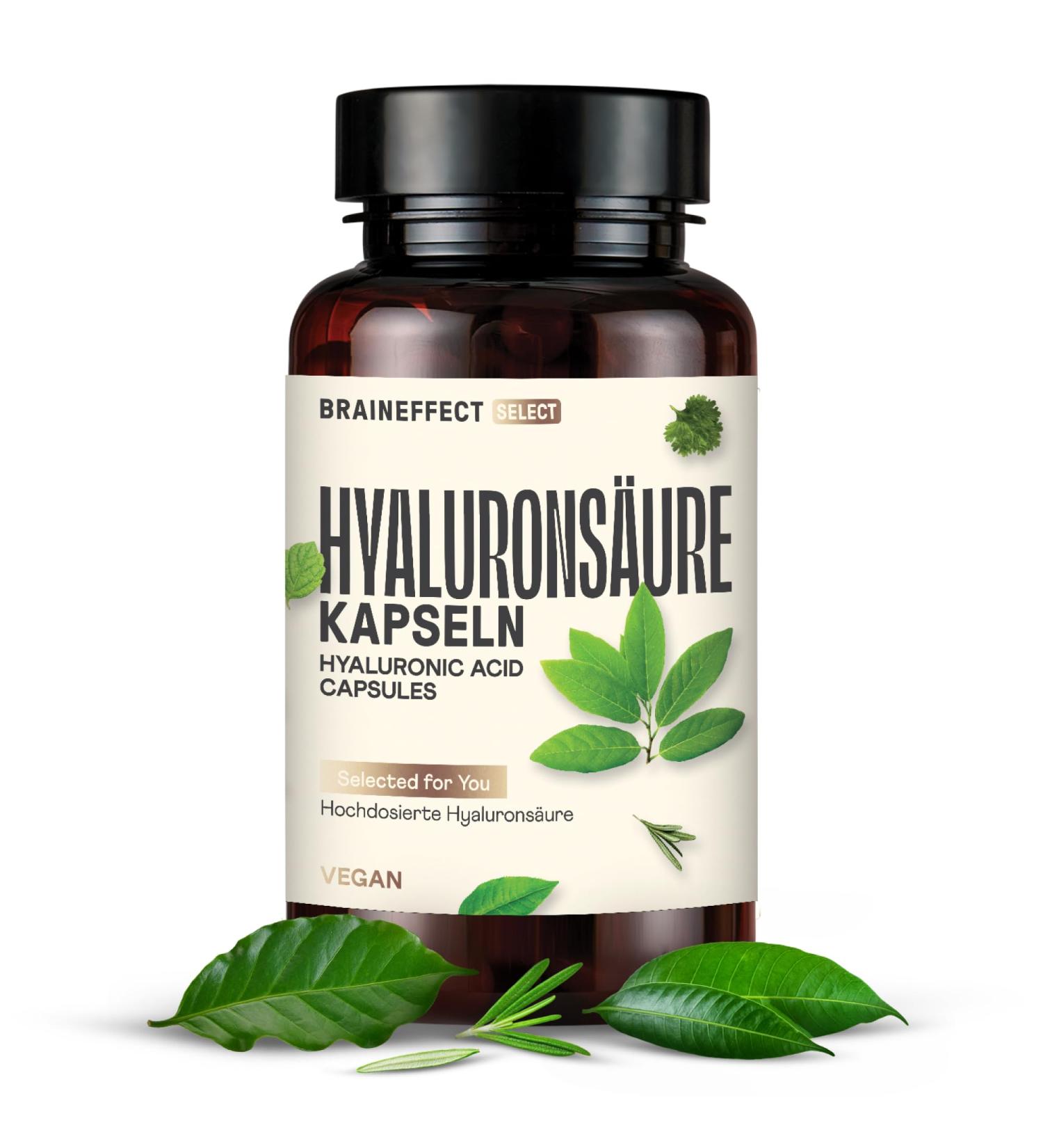 Braineffect Hyaluronic Acid Capsules - 180 Vegan Capsules with Zinc | Purity & Potency (400mg 500-700 kDa) - Additive-Free International Shipping - Buy Online on GoSupps.com