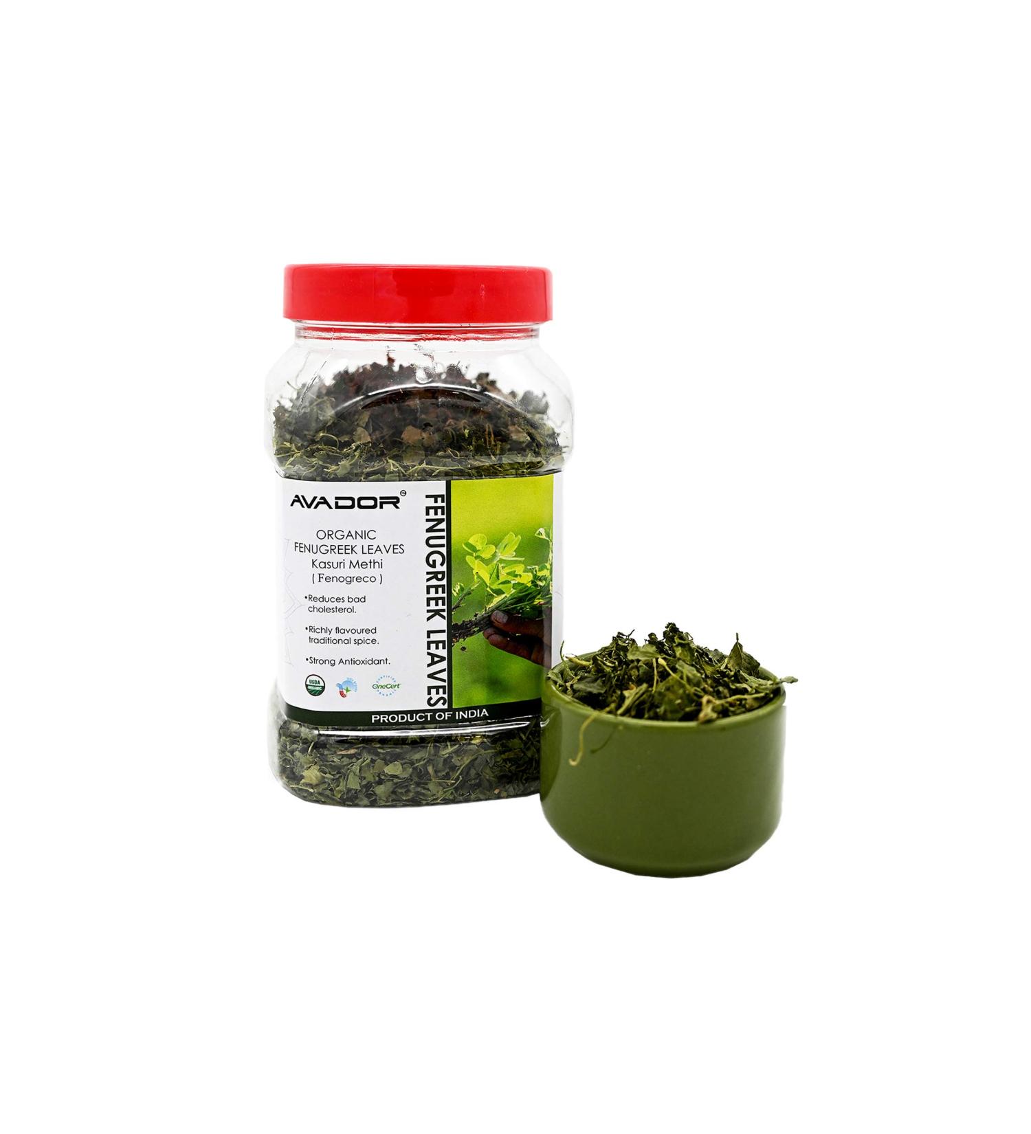 AVADOR Organic Fenugreek Leaves 100g | Kasoori Methi | Non GMO Indian Herb - Buy Online on GoSupps.com