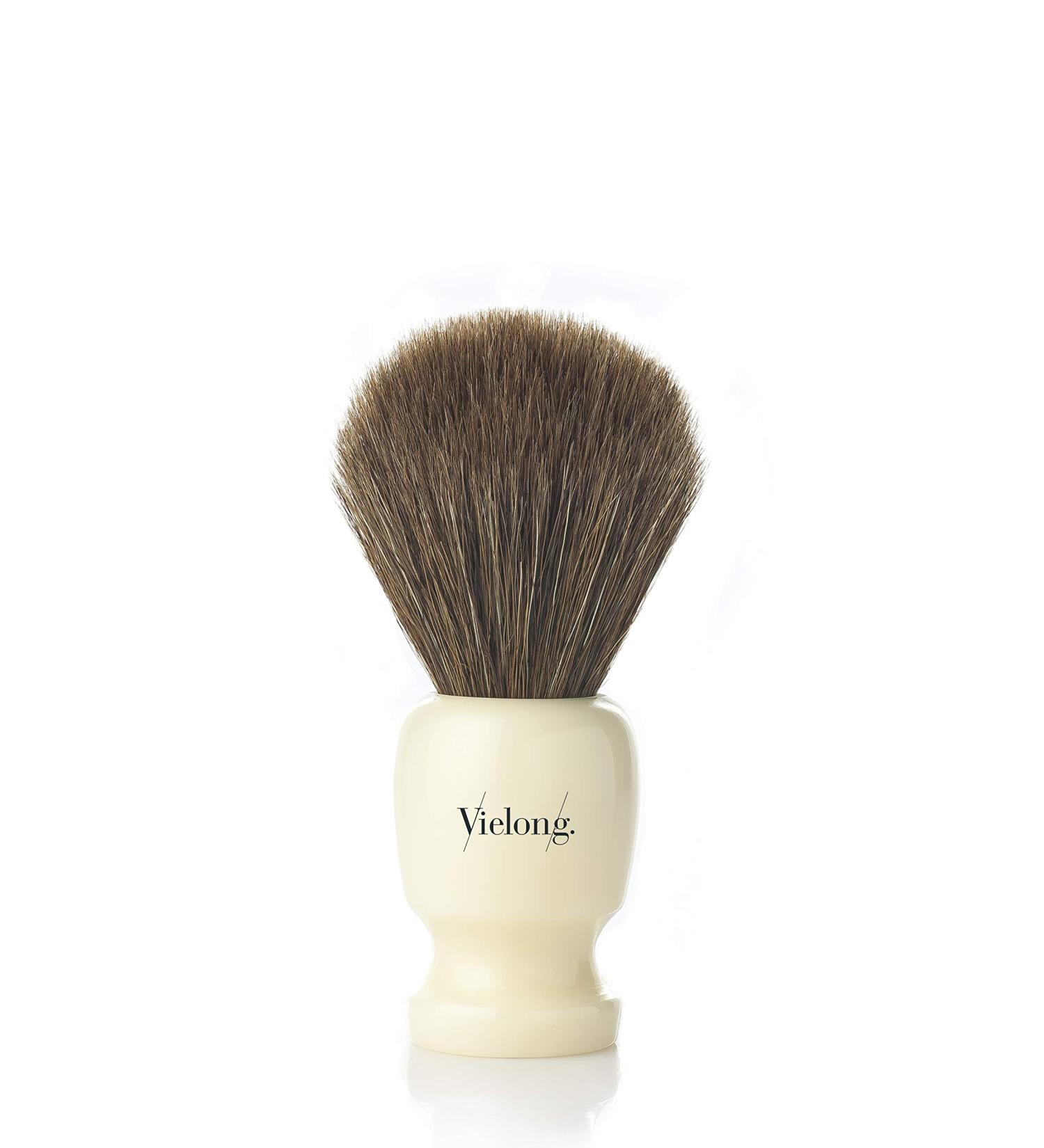 Vielong Comte Brown Horse Shaving Brush - 24mm Synthetic Resin Ivory Handle | International Shipping Available - Buy Online on GoSupps.com