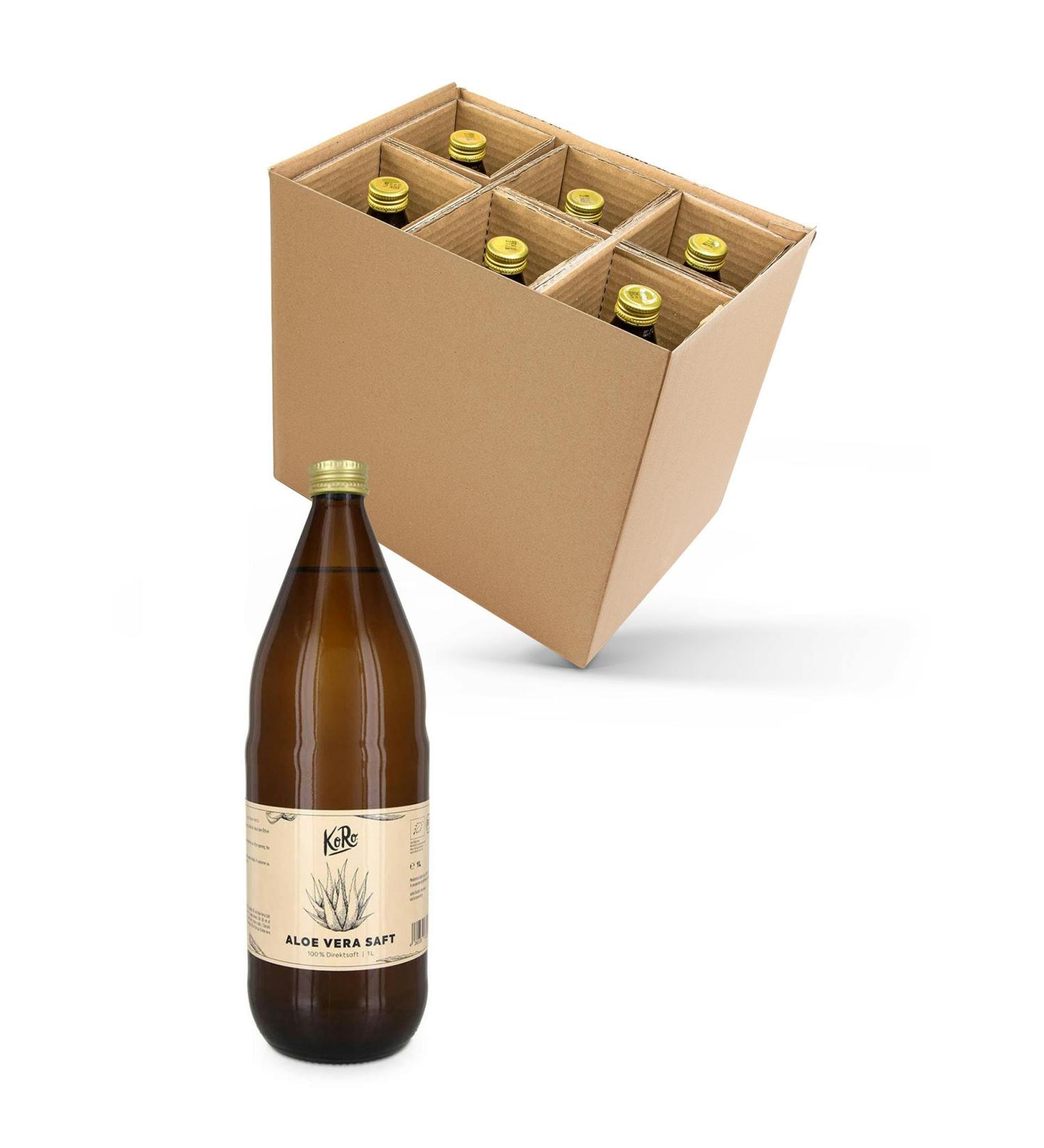 KoRo - Fresh organic aloe vera juice 6 x 1 L - Buy Online on GoSupps.com