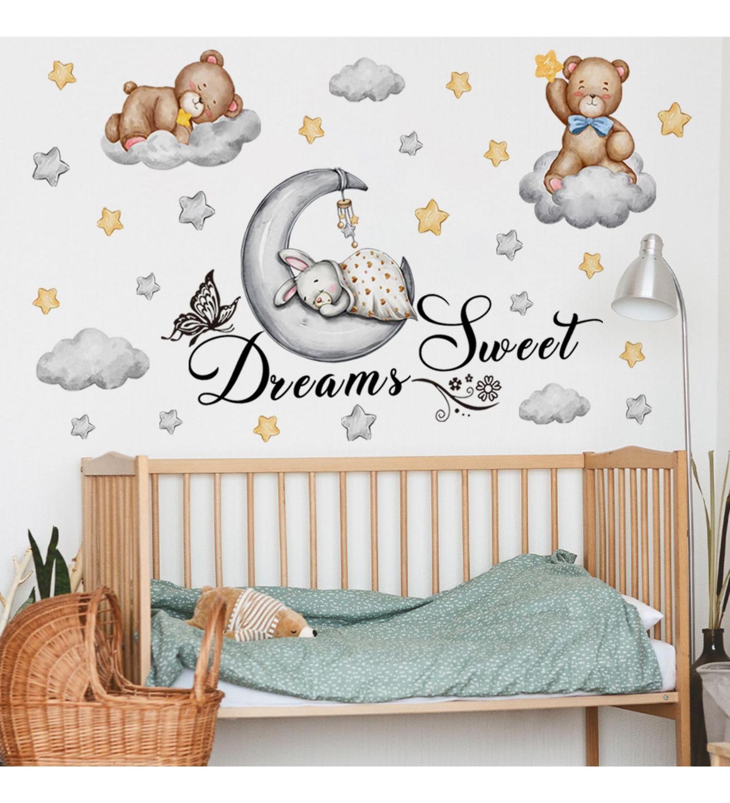 OOTSR Rabbit and Bear Wall Decals - Animal Home Decor Stickers for Kids Bedroom, Nursery, and Living Room - Buy Online on GoSupps.com