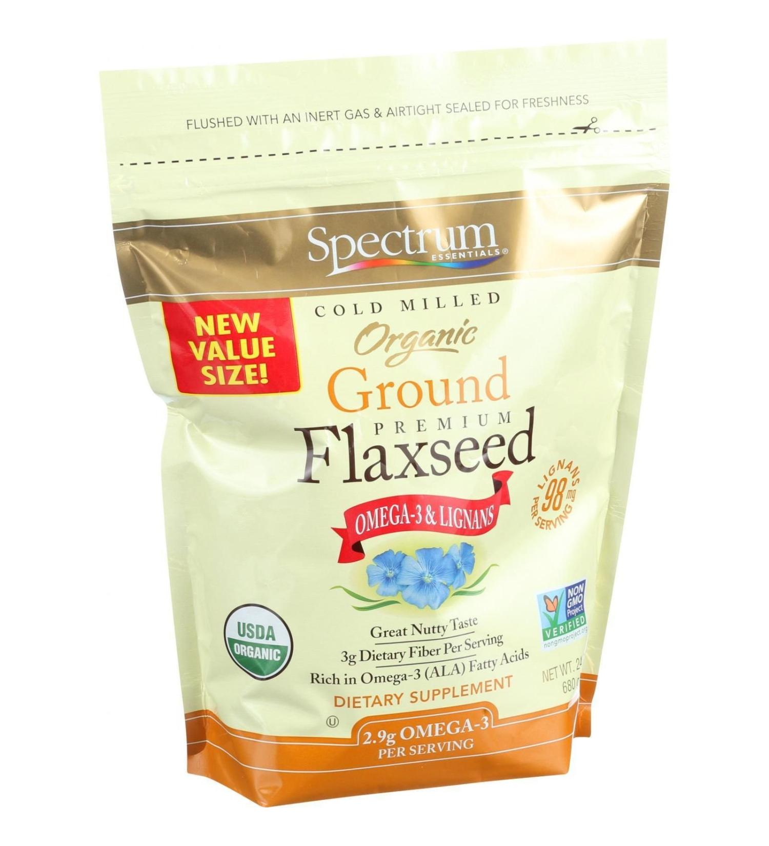 Spectrum Essentials Flaxseed - Organic - Ground - Premium - 24 oz - 95%+ Organic