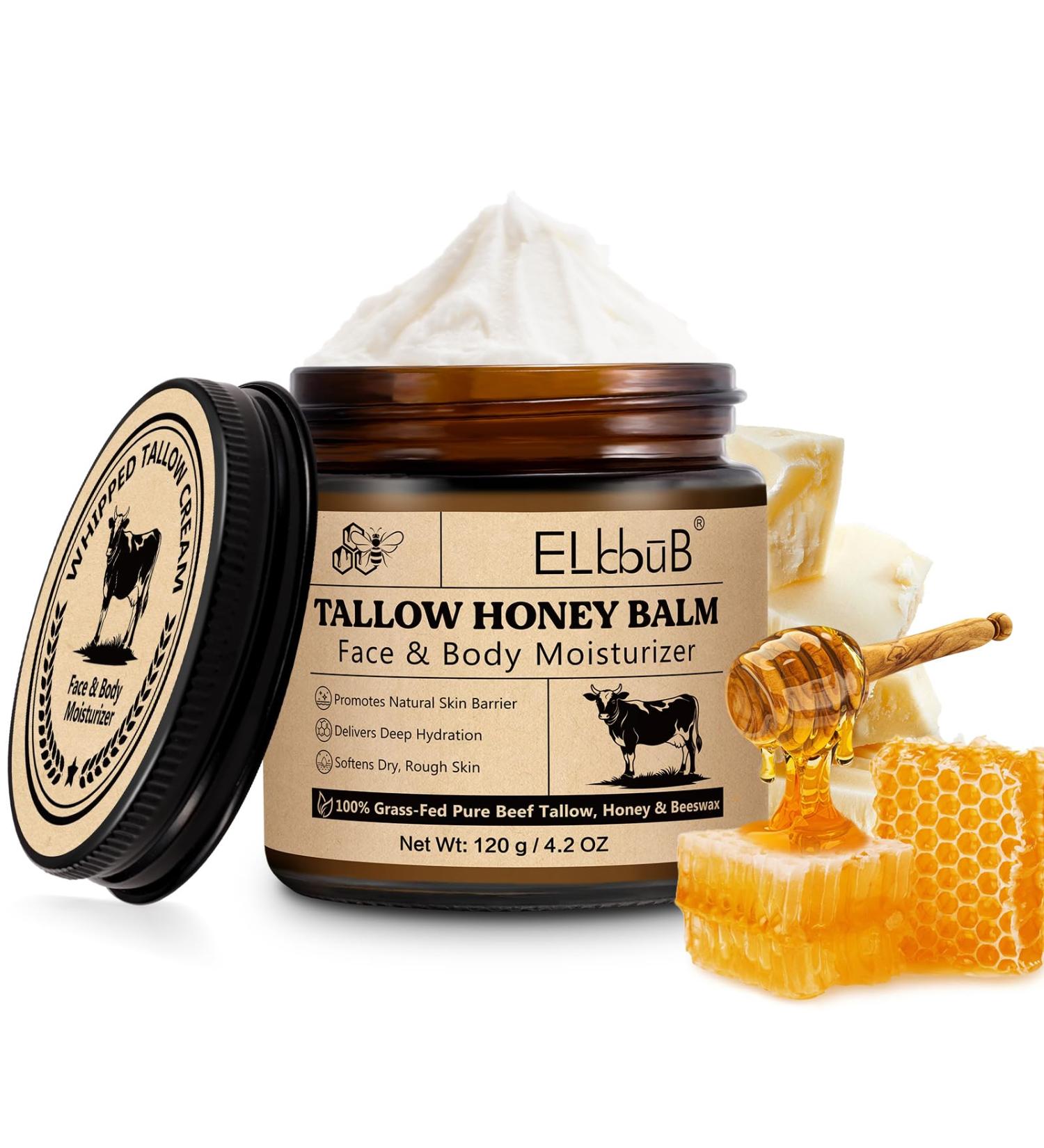  WANFAER Beef Tallow Face Cream 120g Beef Tallow for Skin Care Tallow Balm and Organic Honey 100% Natural for Face and Body Suet Face Cream Deep Hydration Soothes - Buy Online on GoSupps.com