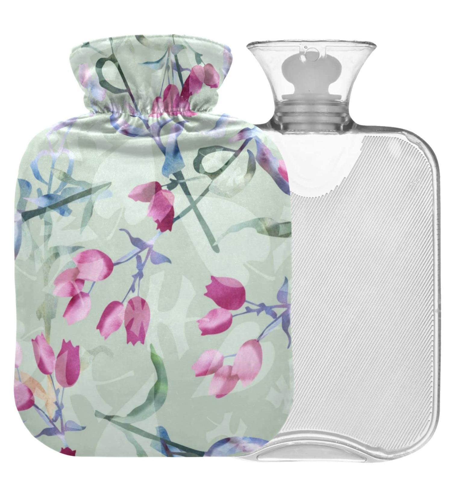 NAANLE Watercolor Tulip Hot Water Bottle with Cover - 1L Heat & Cold Therapy for Pain Relief & Warmth - Buy Online on GoSupps.com