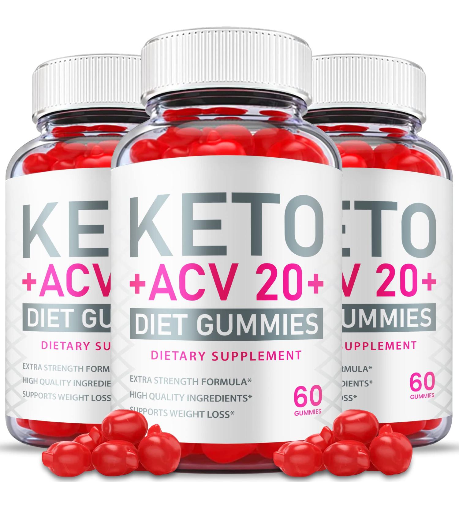 (3 Pack) Keto ACV 20 Plus Gummies - Official Formula Vegan - Apple Cider Vinegar 180 Gummies with Vitamins B12, B6, and Beet Root Juice - Buy Online on GoSupps.com