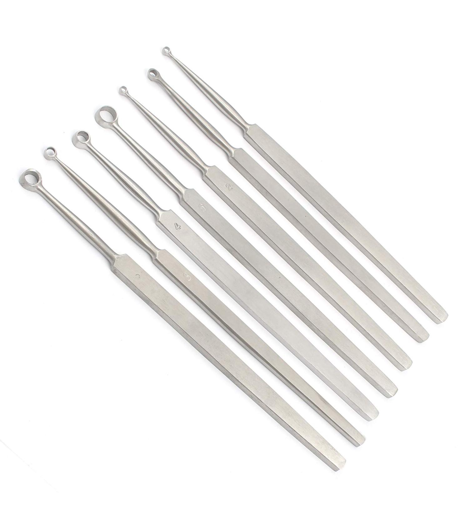 Set of 7 Fox Dermal Curettes 1 2 3 4 5 6 7 MM"S Dermatology Instruments