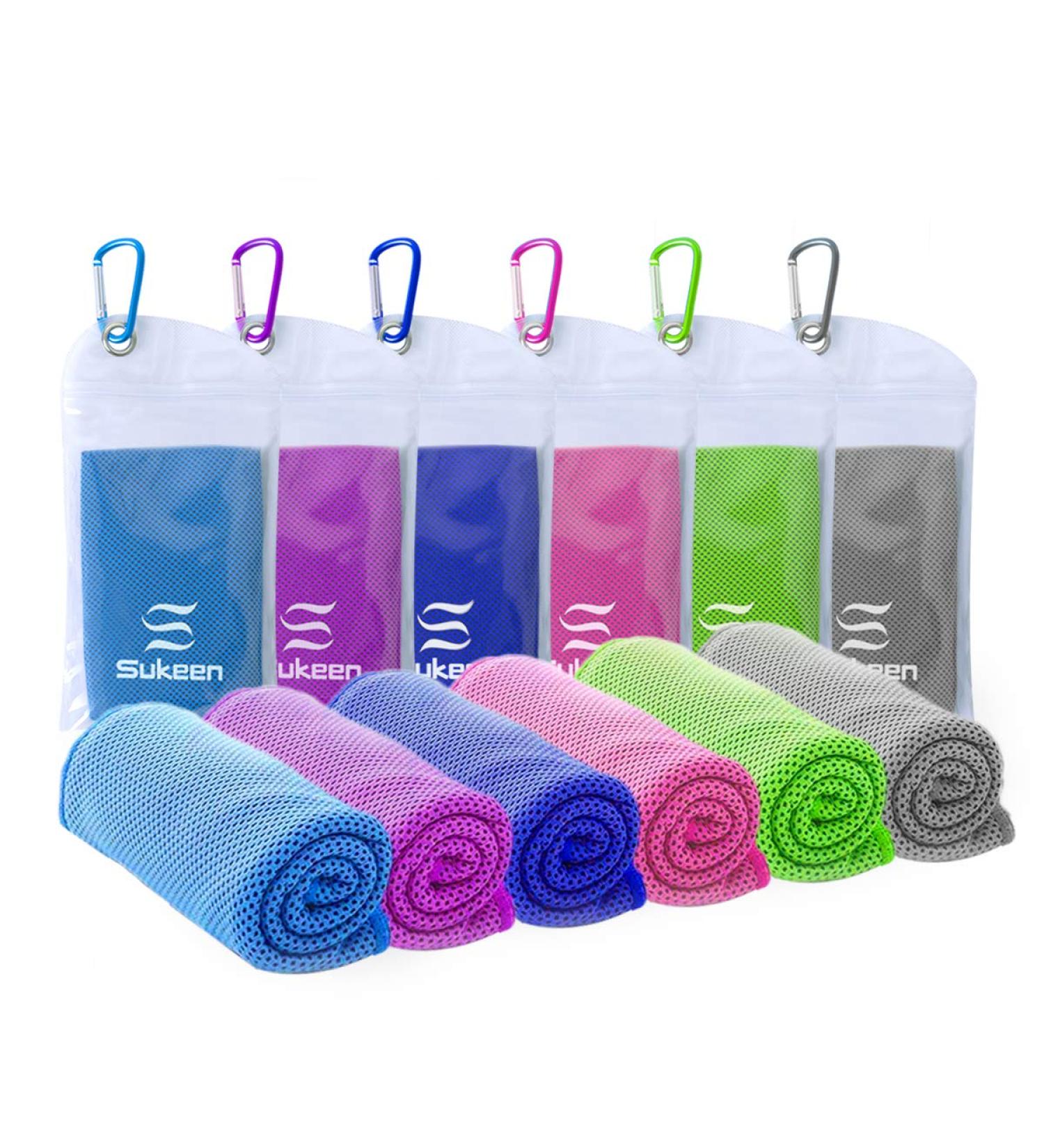 Sukeen Cooling Towel (40x12) - Soft Breathable Chilly Towel for Yoga, Golf, Gym, Camping, Running - BluePurpleDark BluePinkGreenGrey - Buy Online on GoSupps.com