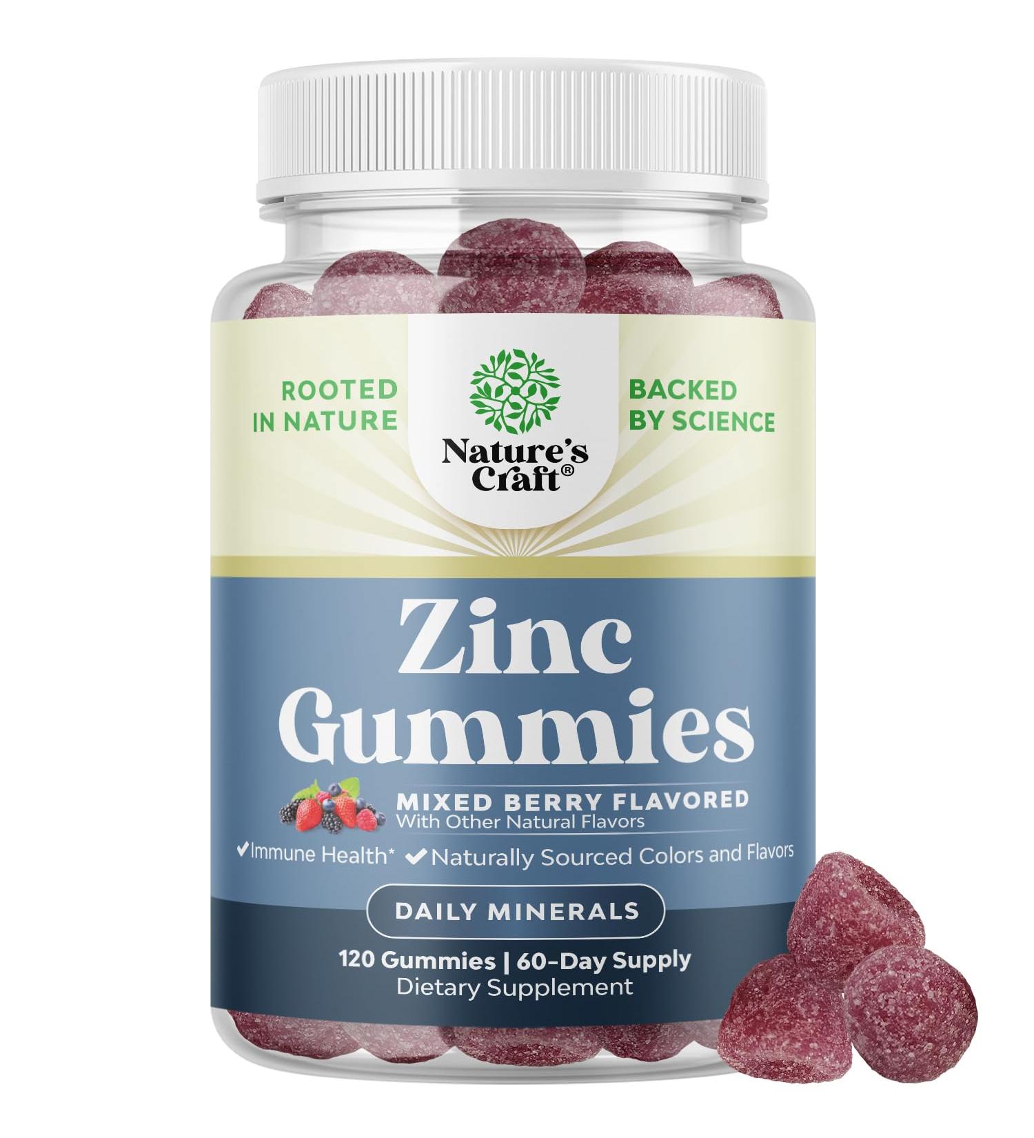 Extra Strength Zinc Gummies for Adults - Chewable Zinc Supplements for Women & Men for Energy & Immune Support - Vitamins & Mineral Supplements - 120 Chews Mixed Berry 120 Count (Pack of 1) - Buy Online on GoSupps.com