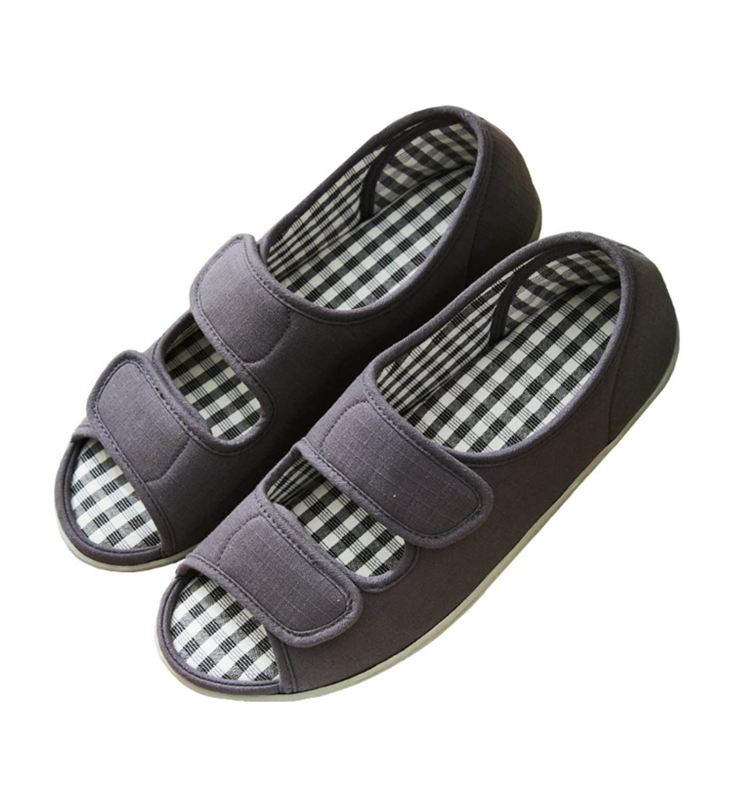 Gycdwjh Men's Diabetic Edema Slippers - Adjustable Open Toe Sandals for Arthritis & Plantar Fasciitis - Grey XL (42-43) - Buy Online on GoSupps.com