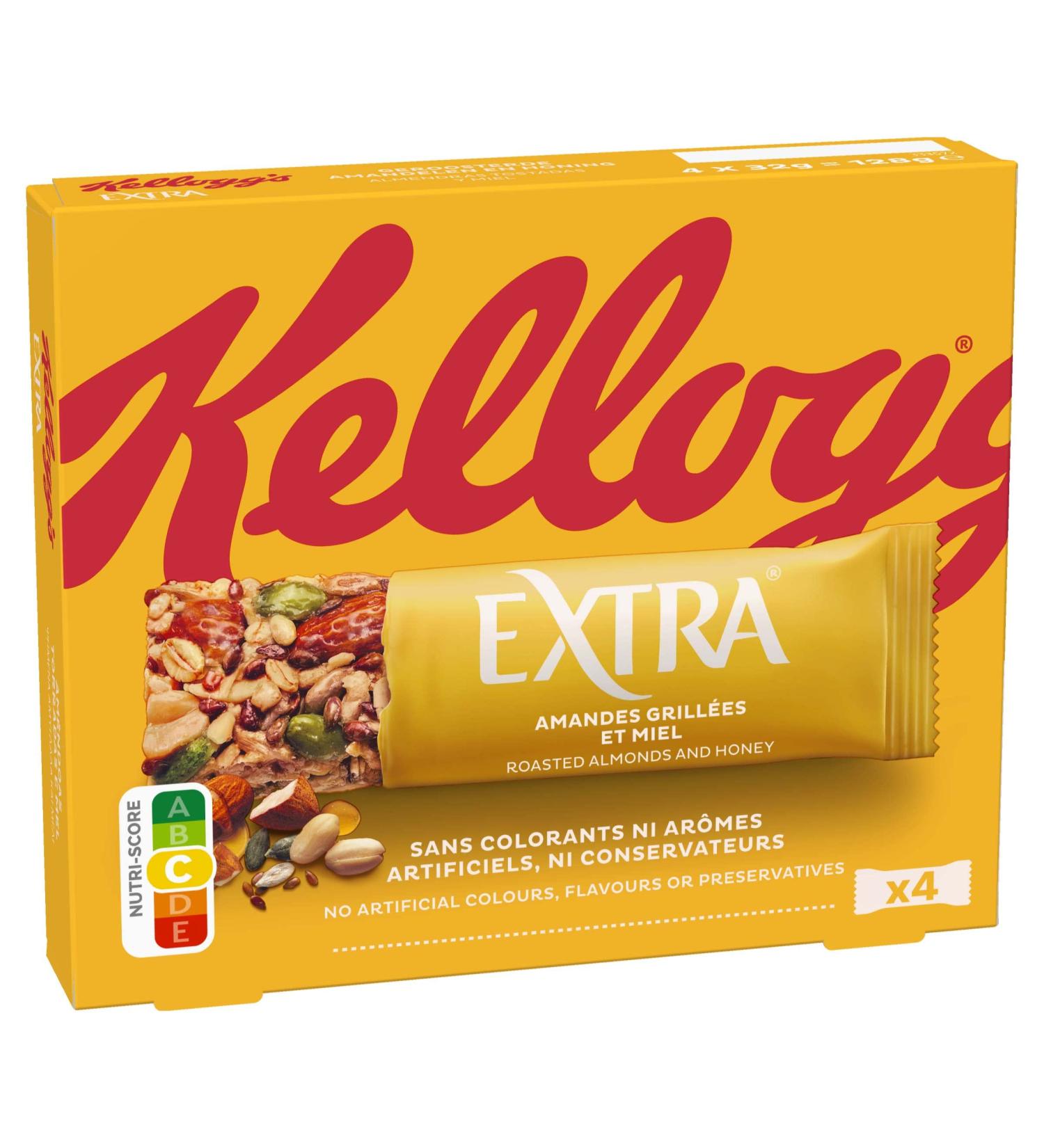 E-xtra Cereal Bars with Roasted Almonds and Honey 128g - Buy Online on GoSupps.com