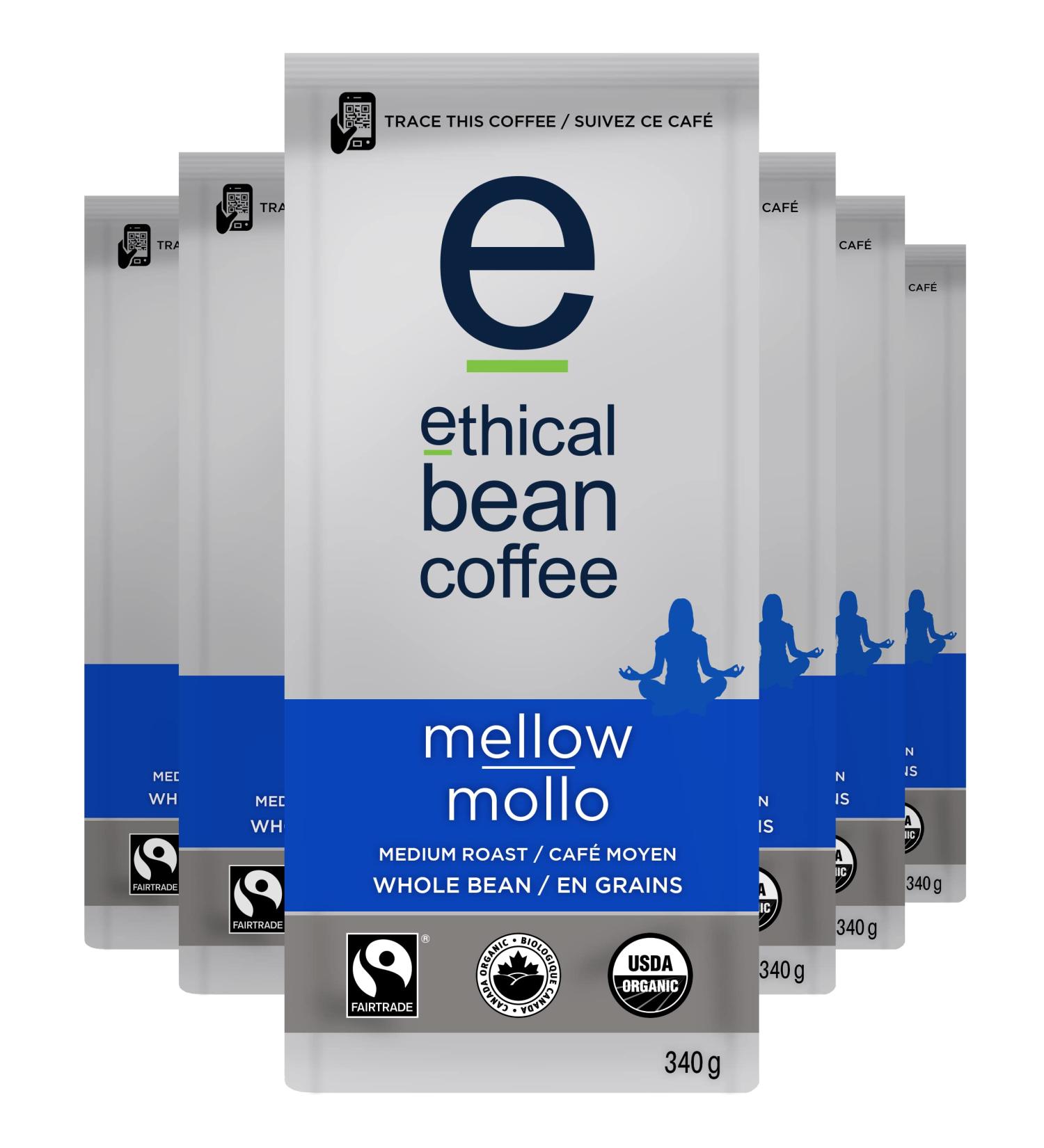 Ethical Bean Mellow Medium Roast Fairtrade Organic Coffee 340g (Pack of 6) 340 g (Pack of 6) Mellow Medium Roast - Buy Online on GoSupps.com