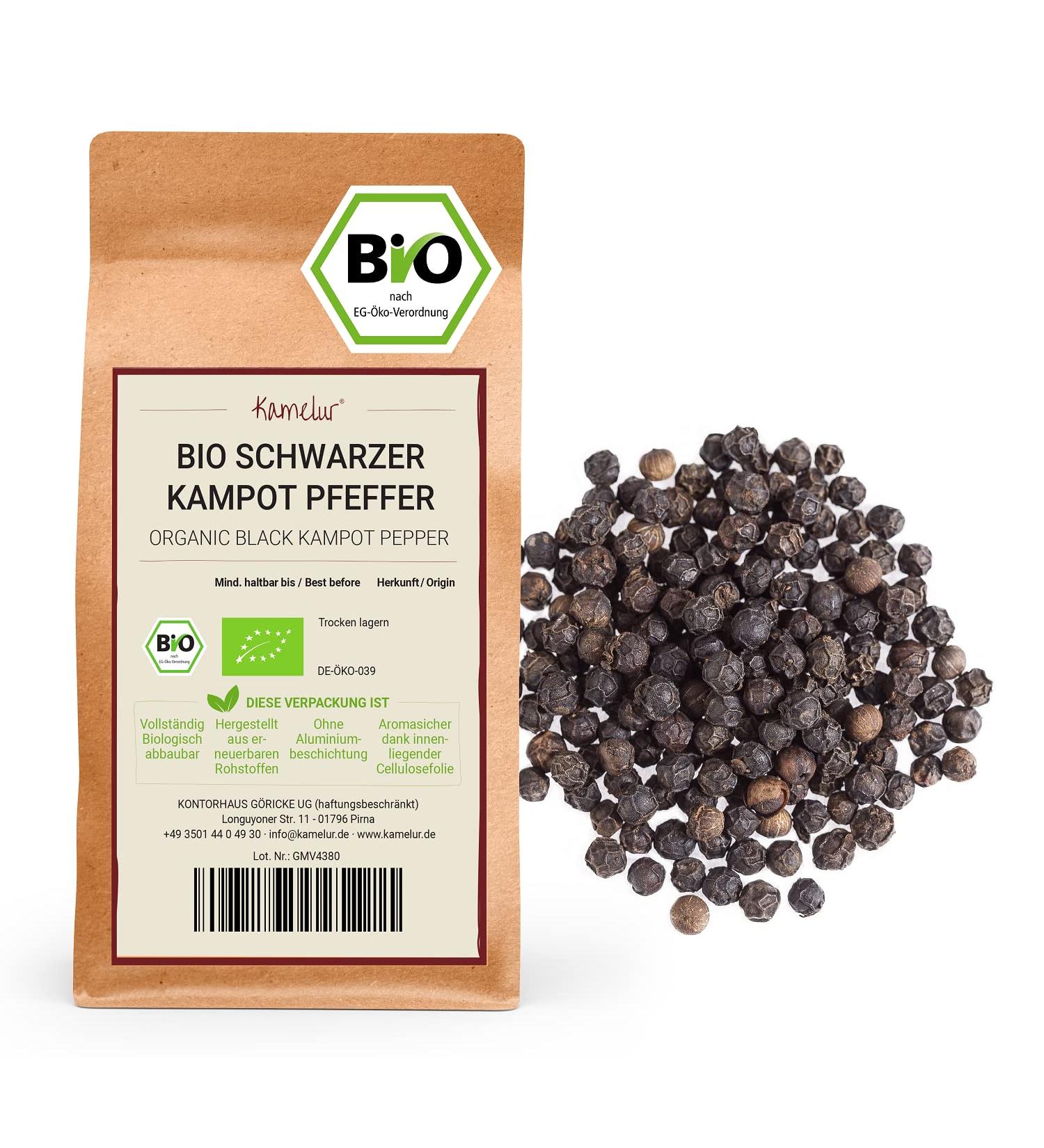 200g Organic Kampot Black Pepper Whole Cambodian Peppercorn Pepper Mill or Mortar - Buy Online on GoSupps.com