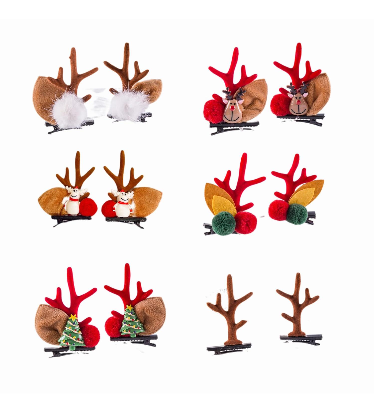 Christmas New Antler Plush Hairpins Christmas Reindeer Antlers Hair Clips Christmas Hair Accessories Cute Reindeer Antlers Hair Clips Hairpins with Deer Horn Ears Christmas Hairpin (A) - Buy Online on GoSupps.com