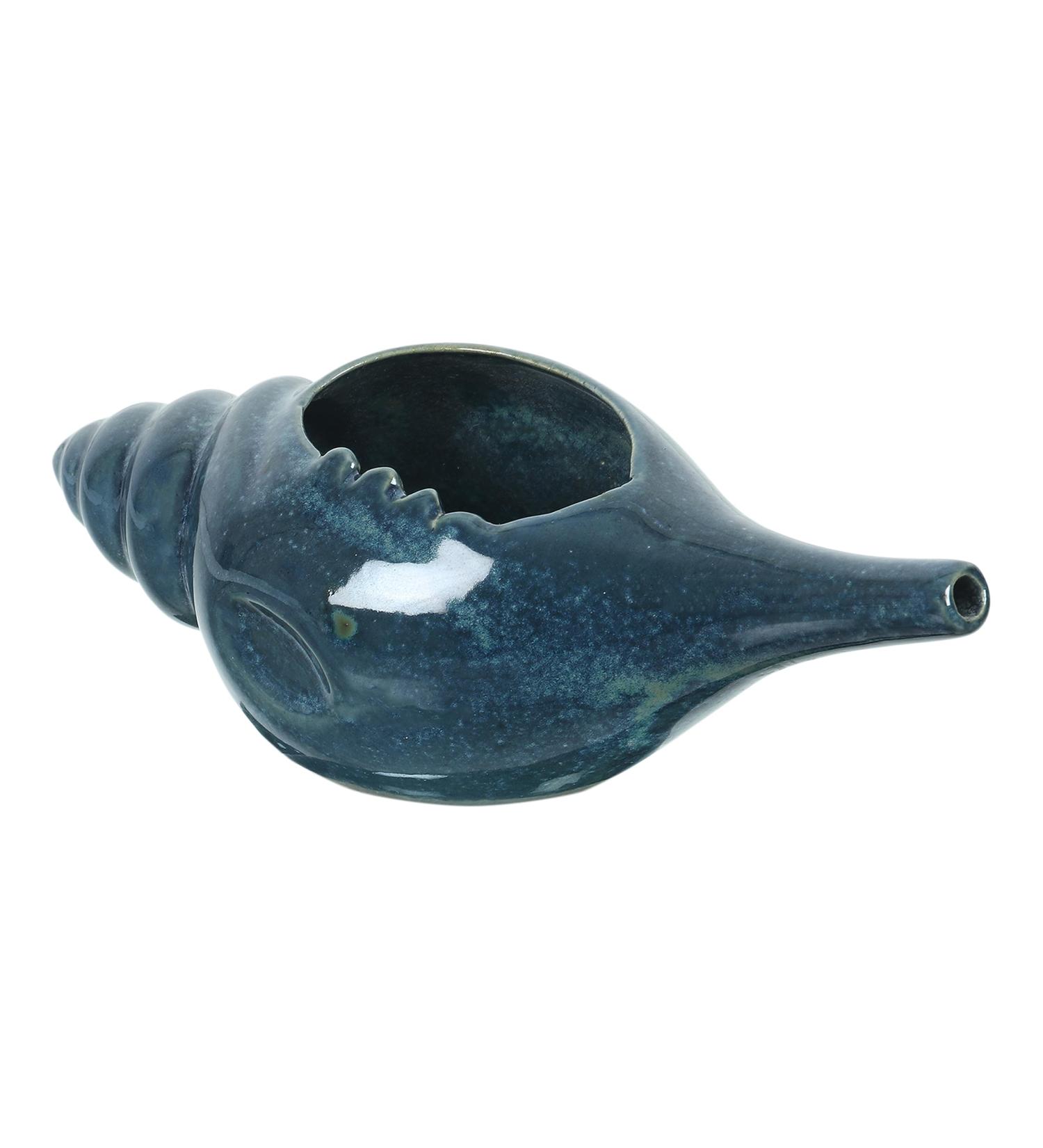 Qimacplus Leak Proof Durable Ceramic Neti Pot Non-Metallic and Comfortable Grip | Microwave and Dishwasher Friendly Natural Treatment for Sinus and Congestion Attractive Designed (Dark Blue) - Buy Online on GoSupps.com