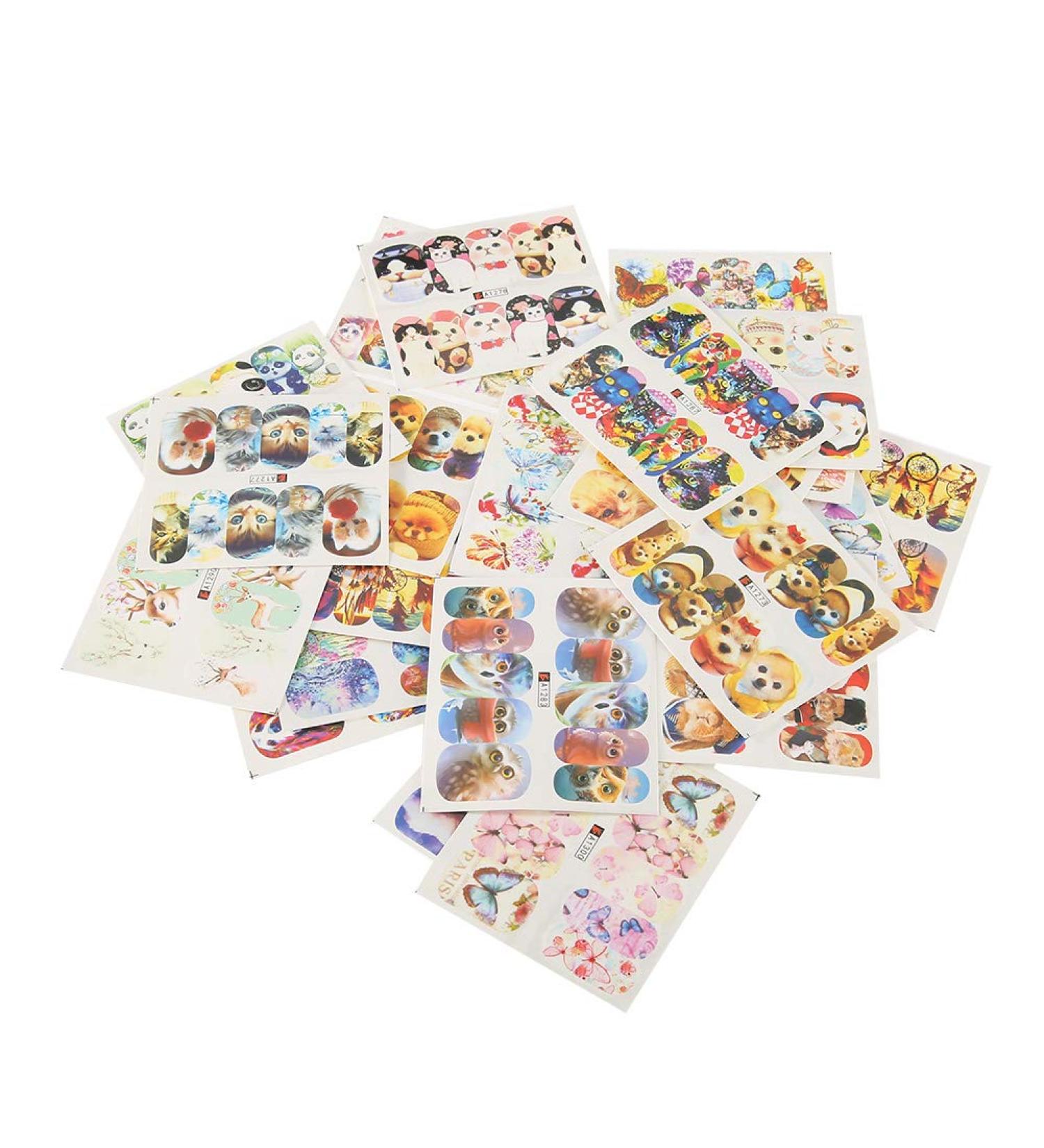 Sticker de Caricatura 50 Sheets Nail Stickers Animal Dogs Cats Water Transfer Nail Art Sticker Fingernails Decor Manicure Decorations Manicure Pedicure Decals - Buy Online on GoSupps.com